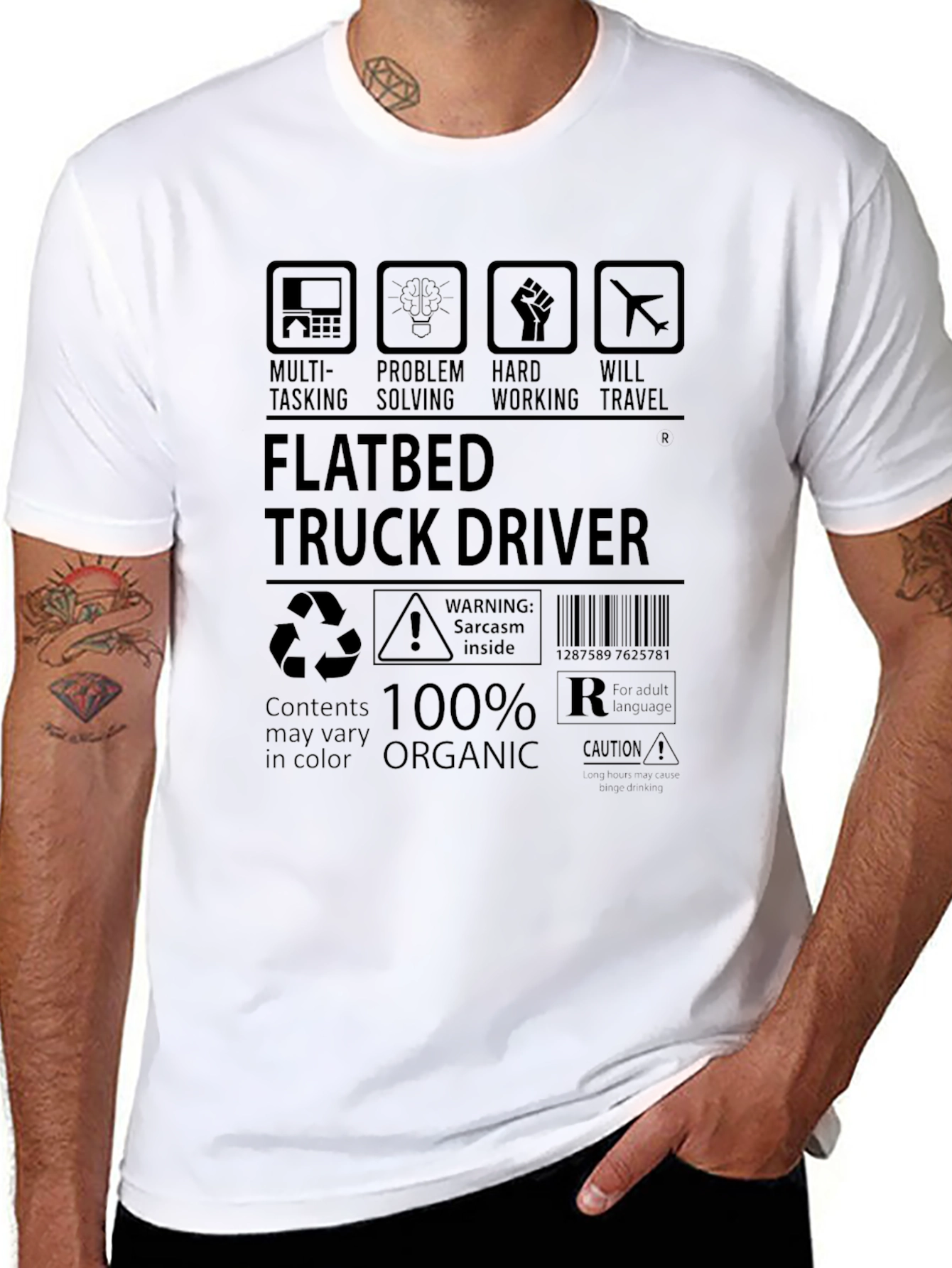 Flatbed Truck Driver T-Shirt - 100% Organic