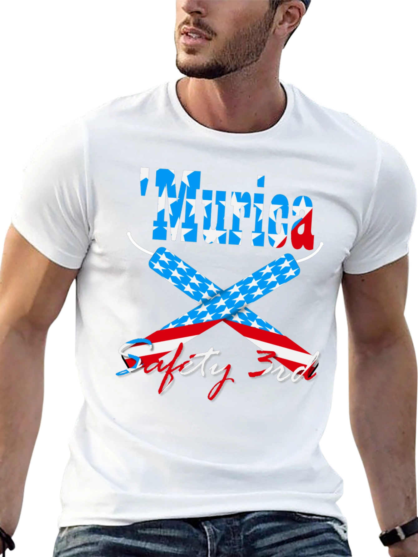 Funny Patriotic Murica Safety 3rd Graphic T-Shirt