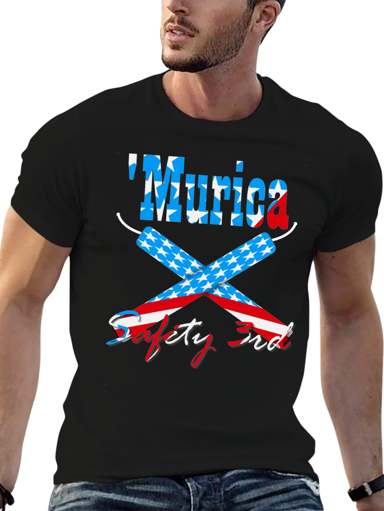 Funny Patriotic Murica Safety 3rd Graphic T-Shirt
