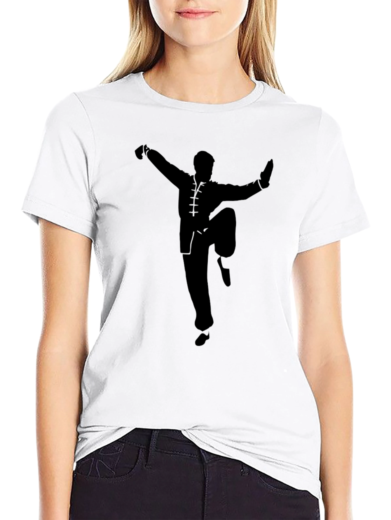 Black Martial Arts T-Shirt - Kung Fu Silhouette