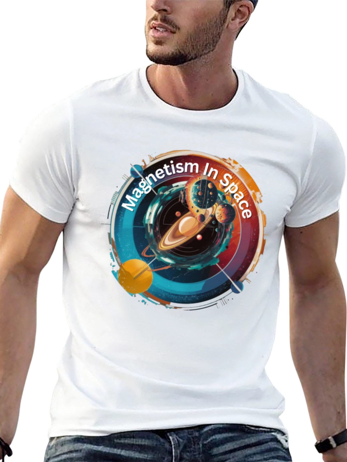 Magnetism In Space Black T-Shirt