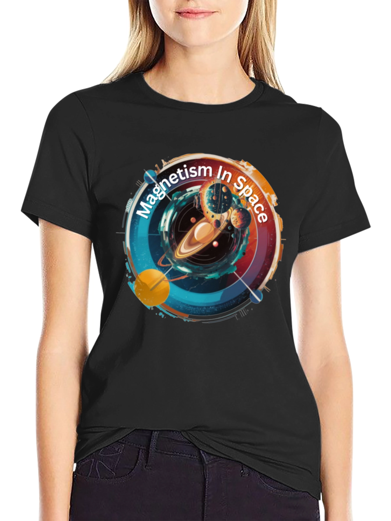 Magnetism In Space Black T-Shirt