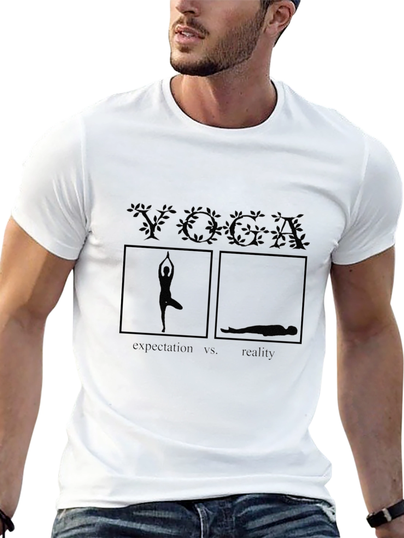 Yoga Expectation VS Reality Graphic Tee - Black