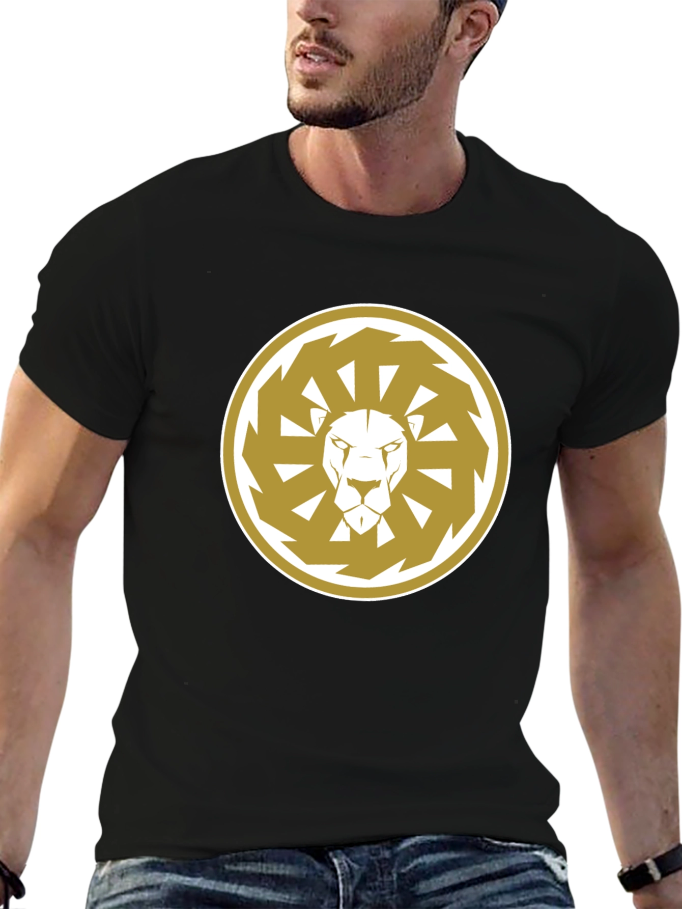 Lion Sun Wheel Black T-Shirt