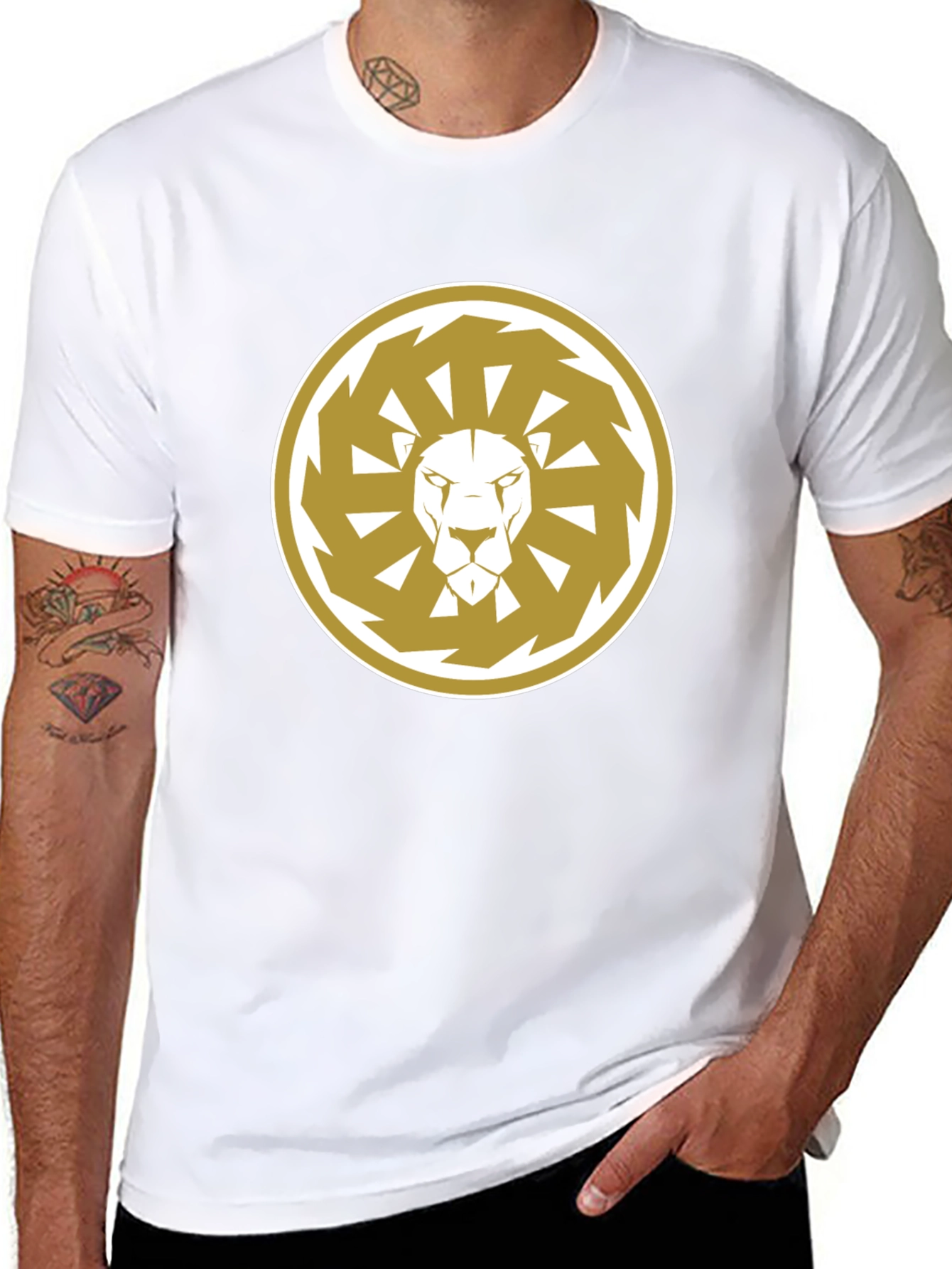 Lion Sun Wheel Black T-Shirt