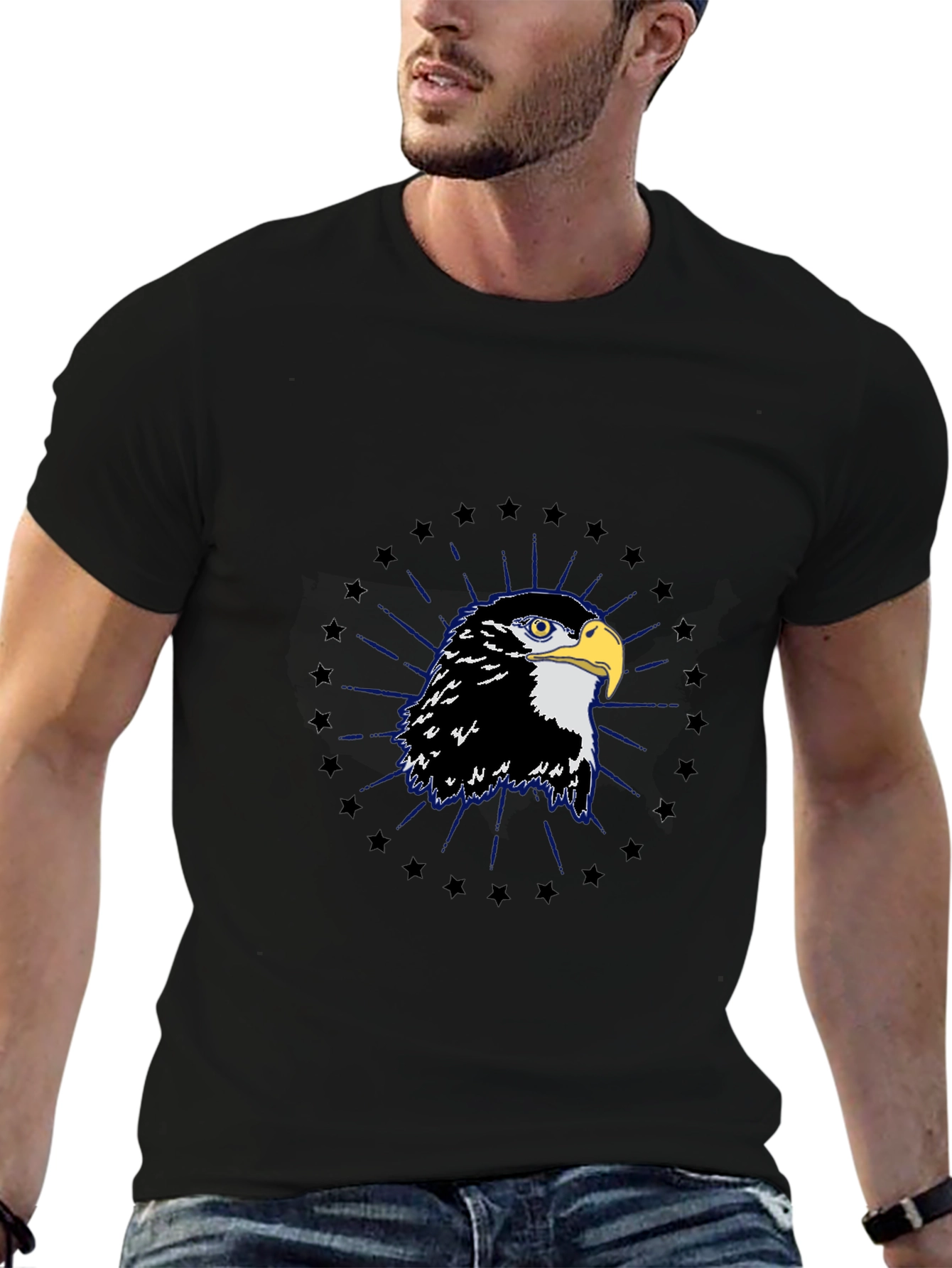 Eagle Graphic Tee - Black Cotton Blend