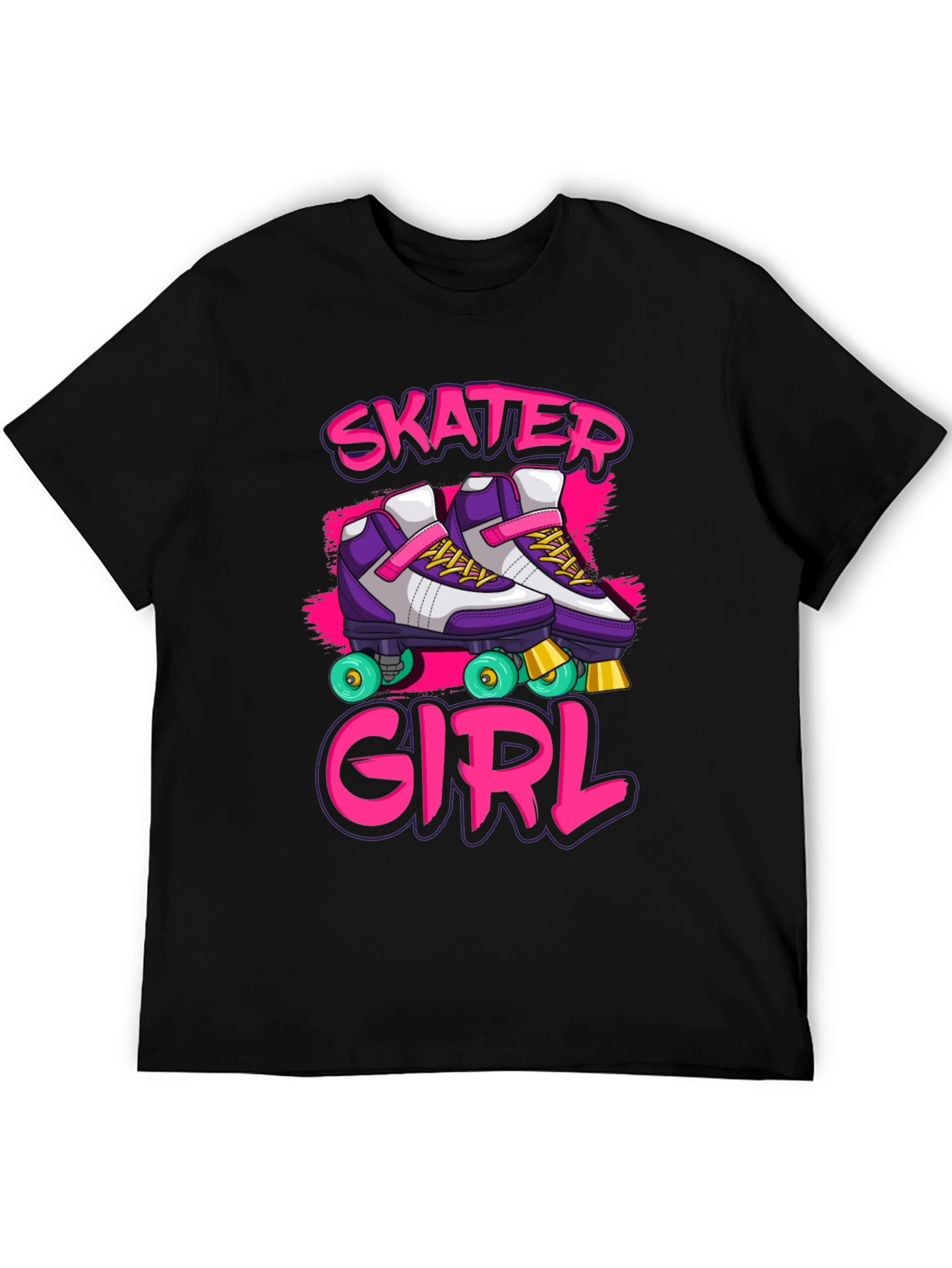 Skater Girl Graphic Tee - Retro Roller Skate Design