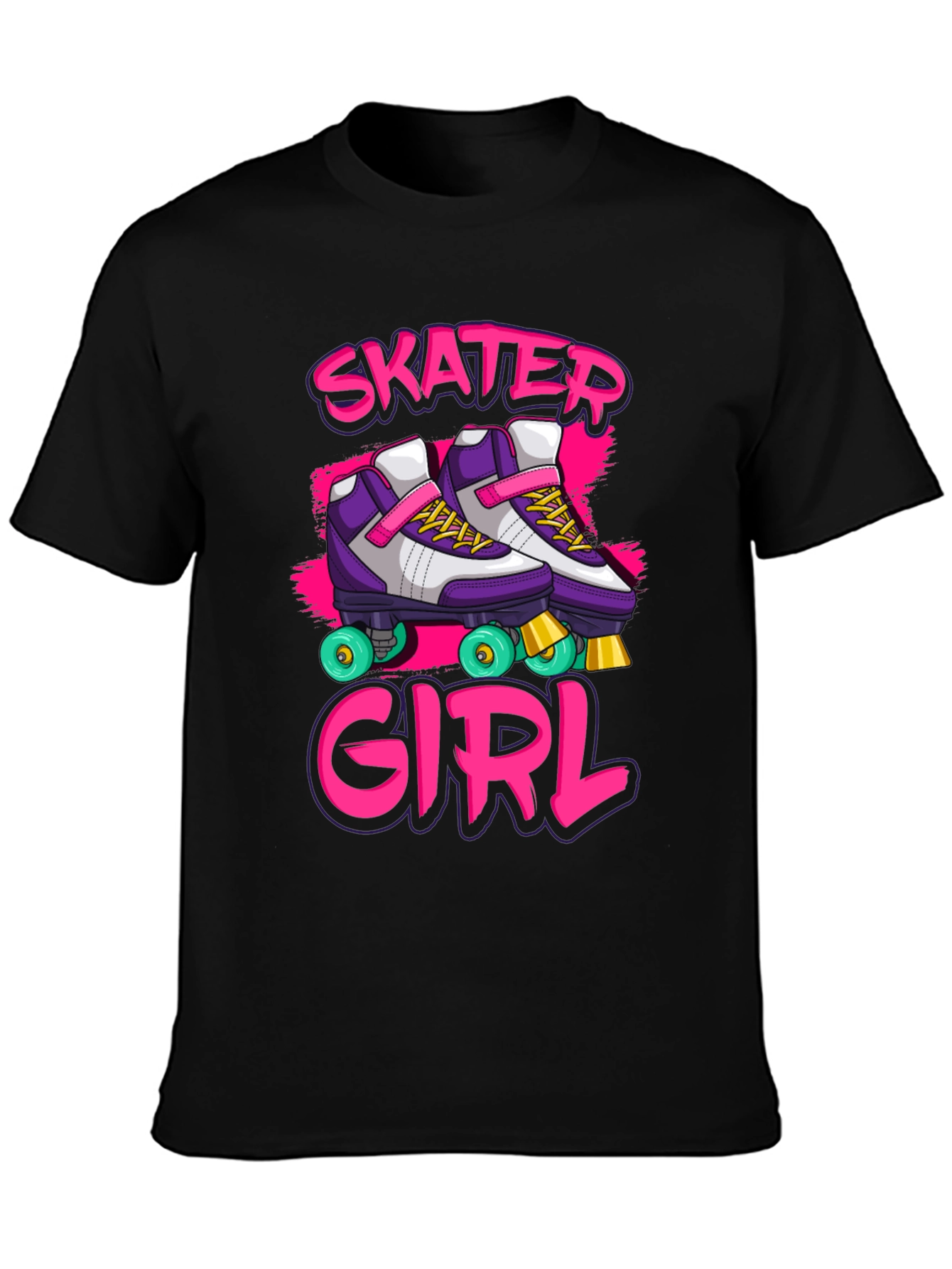 Skater Girl Graphic Tee - Retro Roller Skate Design