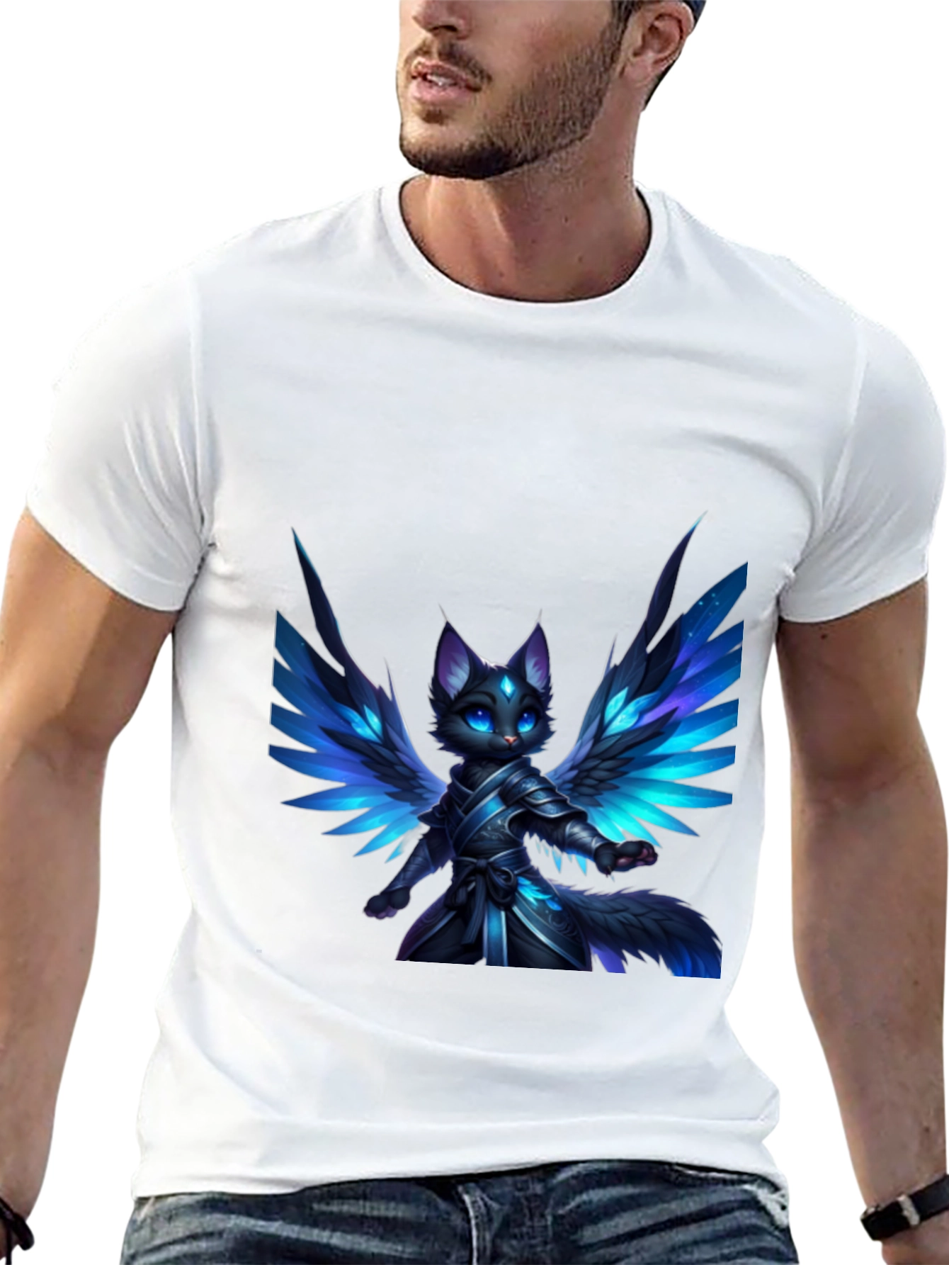 Winged Feline Warrior Graphic Tee