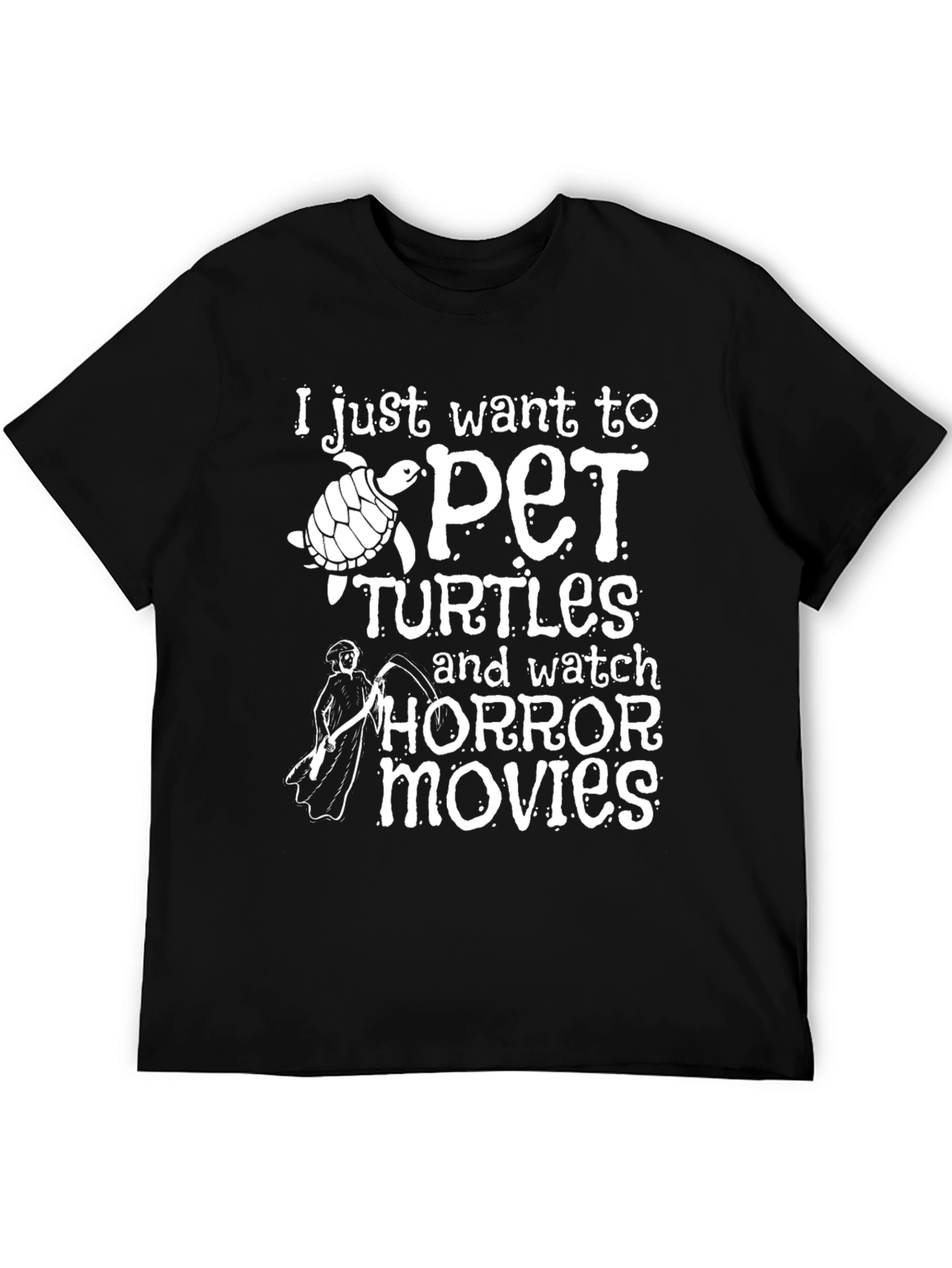 Pet Turtles & Horror Movies Black T-Shirt