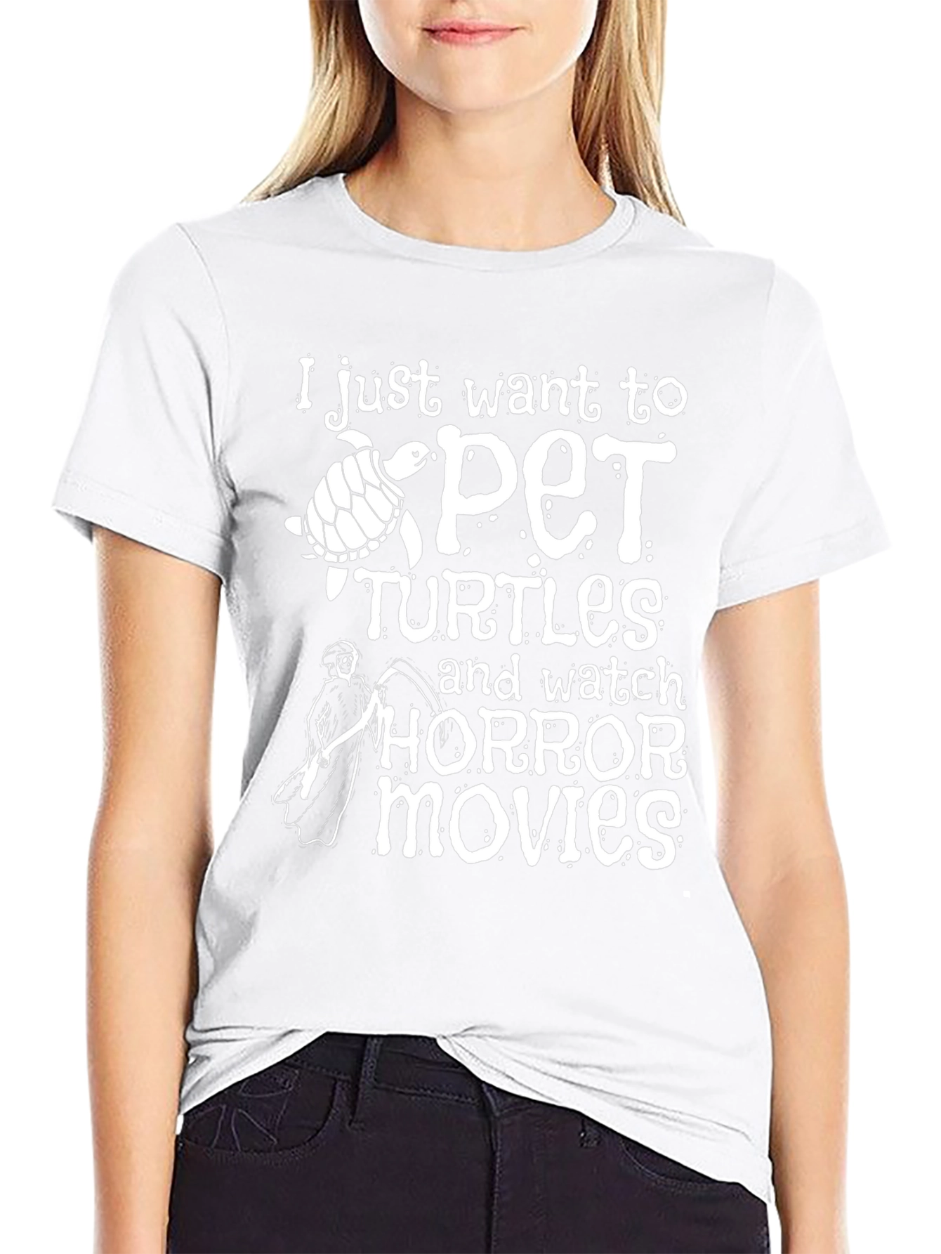 Pet Turtles & Horror Movies Black T-Shirt