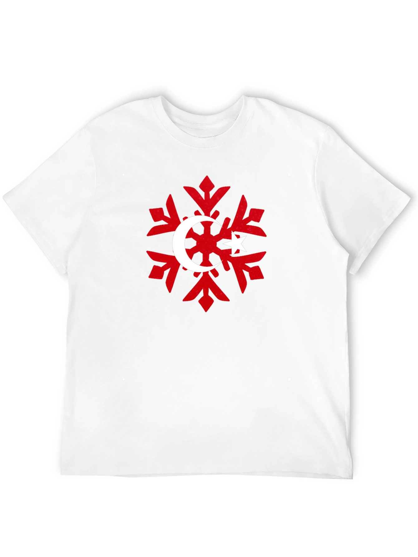 Turkish Flag Snowflake Black T-Shirt