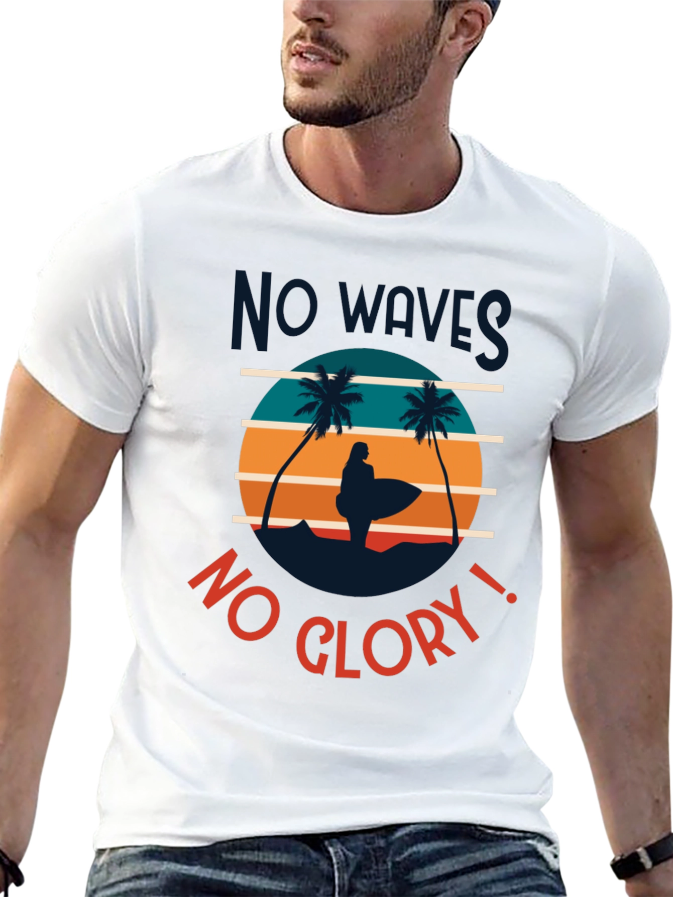 Retro Surf Tee - No Waves No Glory
