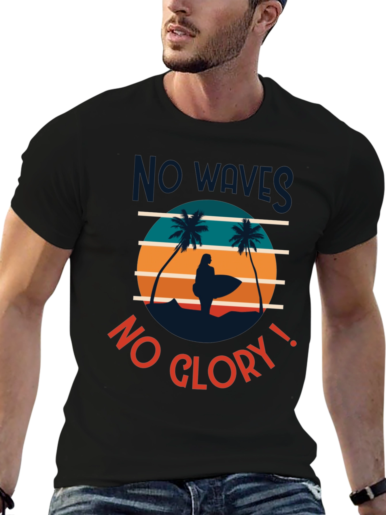 Retro Surf Tee - No Waves No Glory