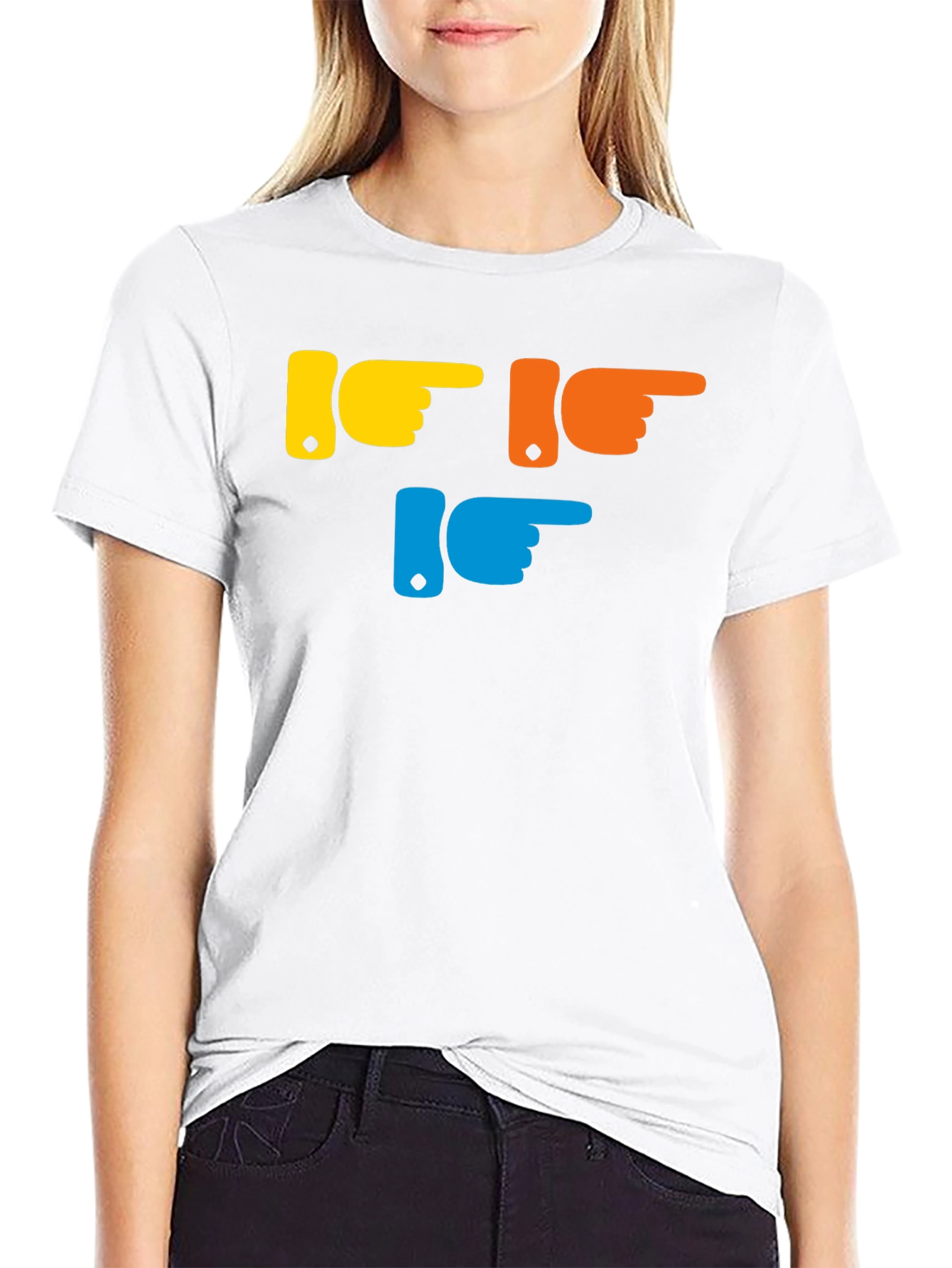 Pointing Fingers Graphic T-Shirt - Trendy Casual Wear