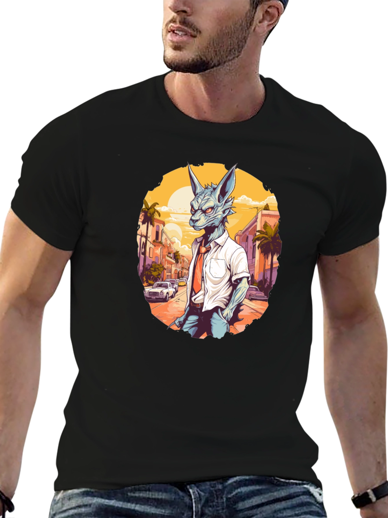 Anthropomorphic Wolf in Suit Graphic Tee