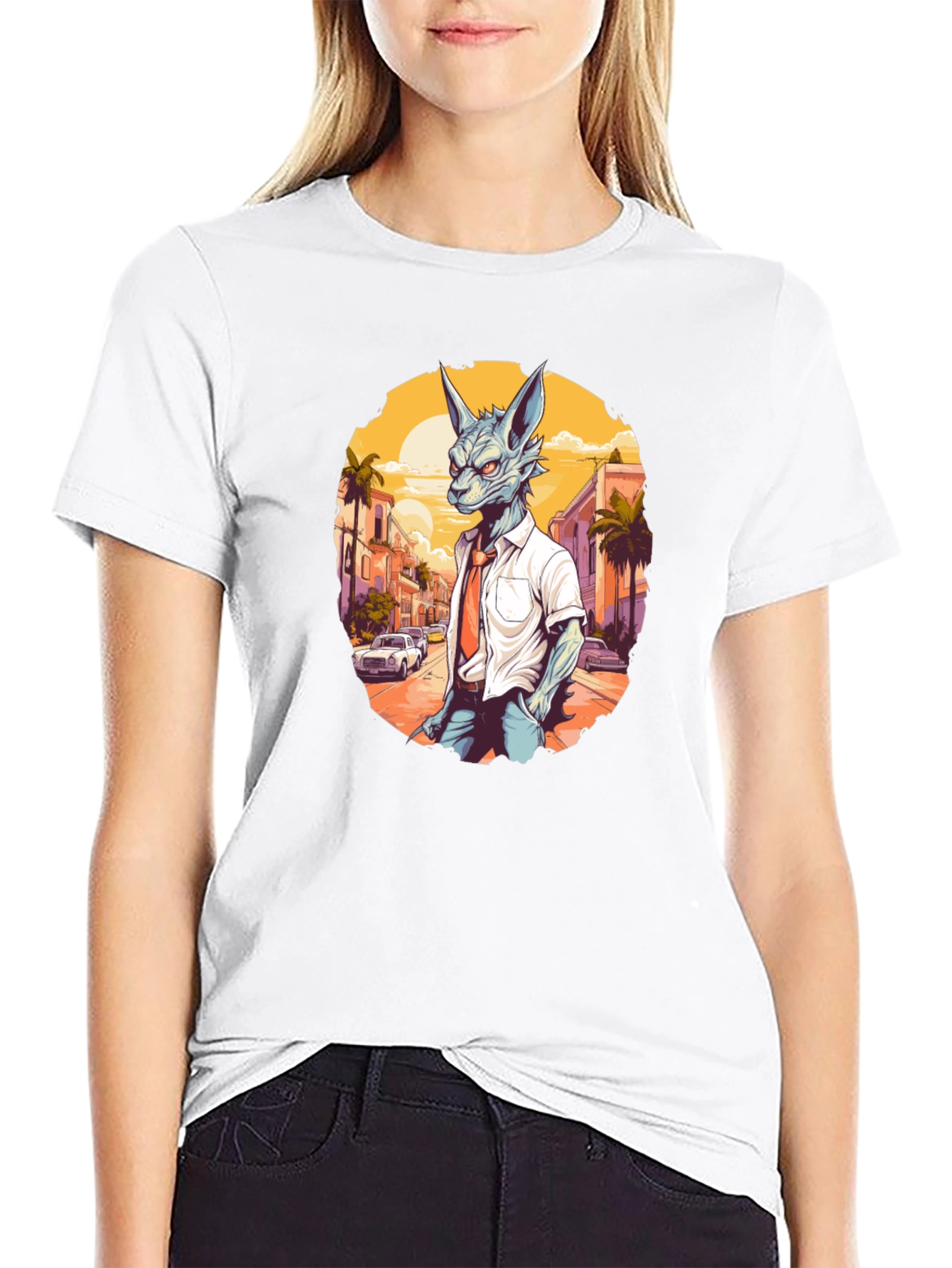 Anthropomorphic Wolf in Suit Graphic Tee
