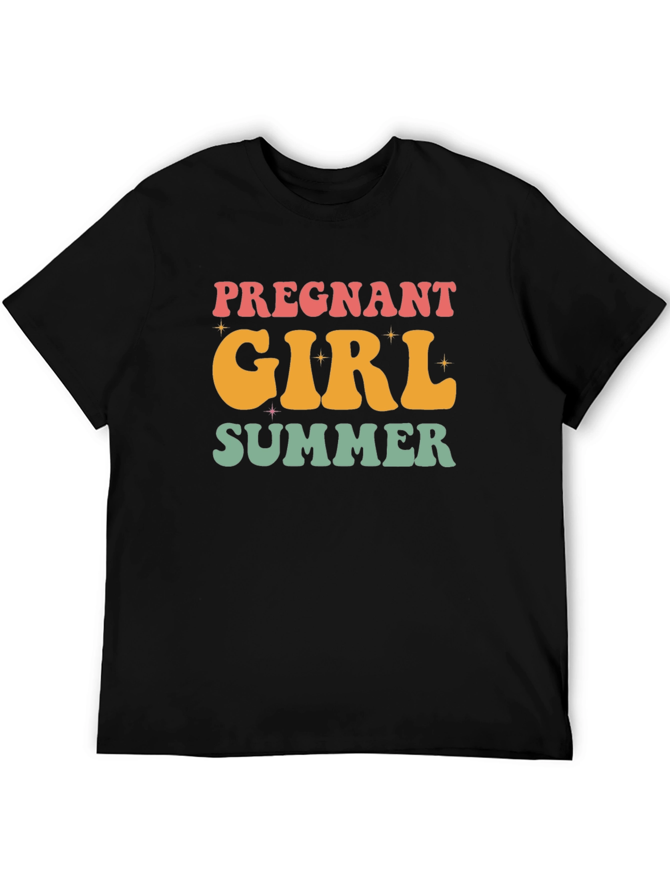Pregnant Girl Summer Graphic Tee - Unisex Black T-Shirt