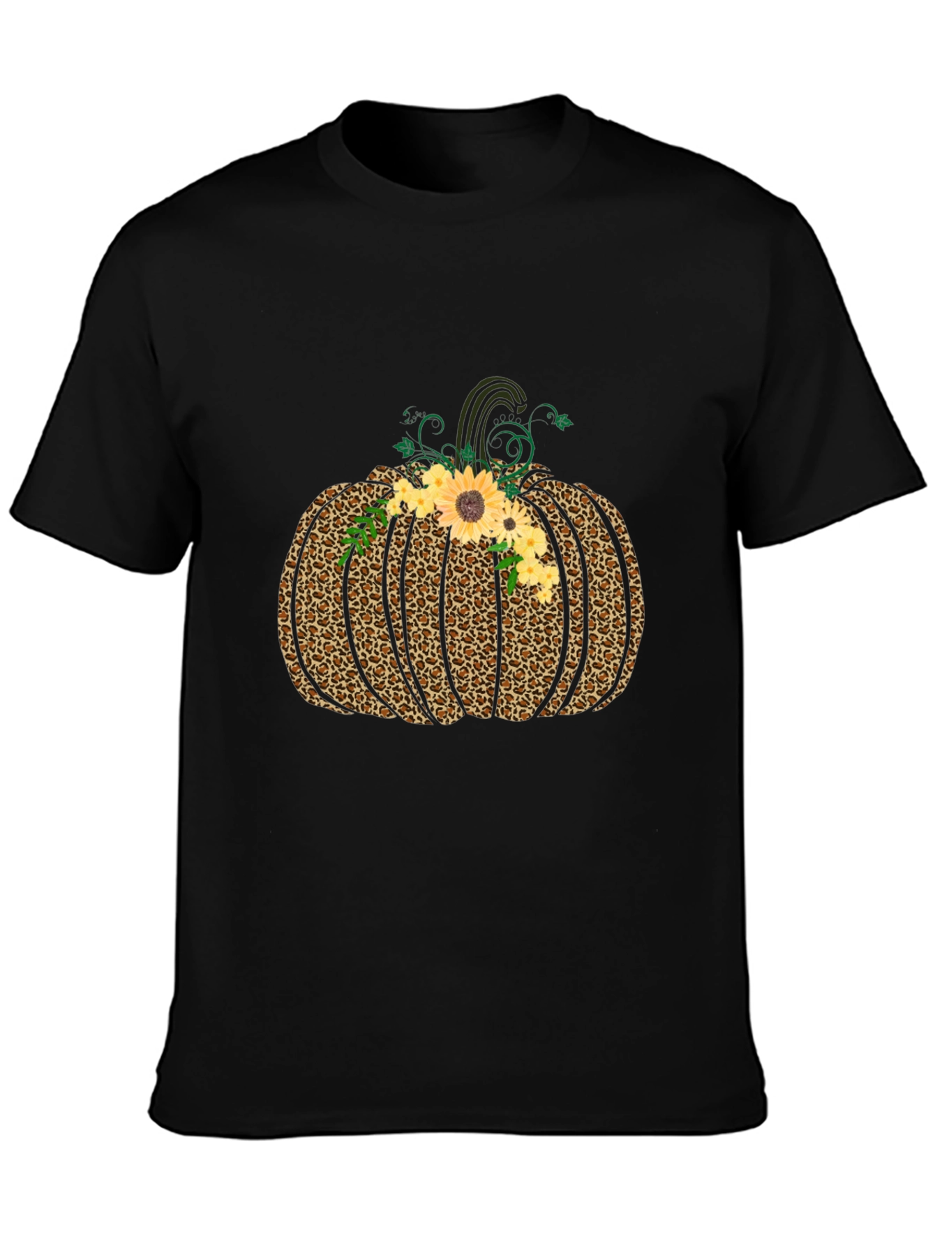 Leopard Pumpkin Graphic Tee - Fall Style