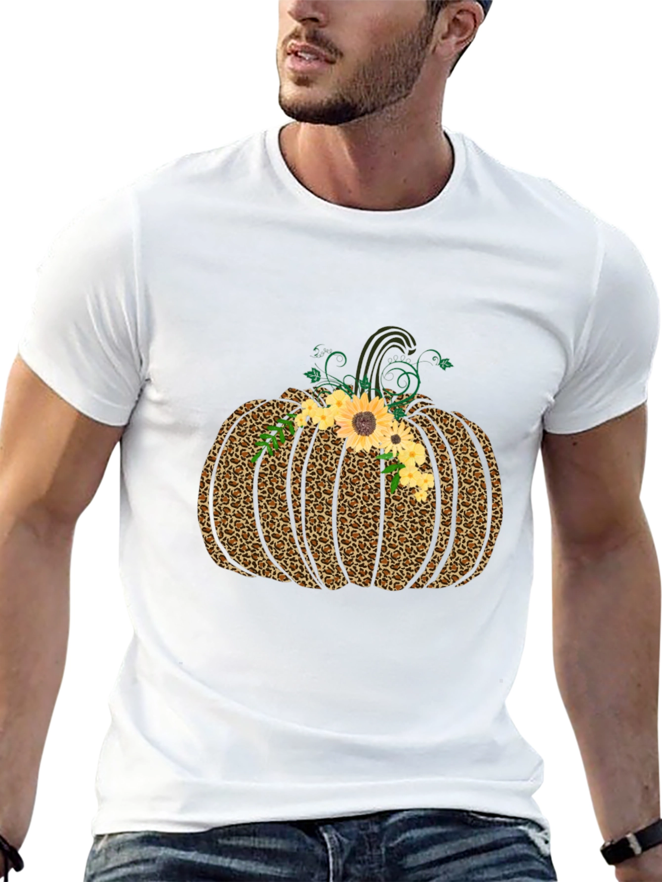 Leopard Pumpkin Graphic Tee - Fall Style