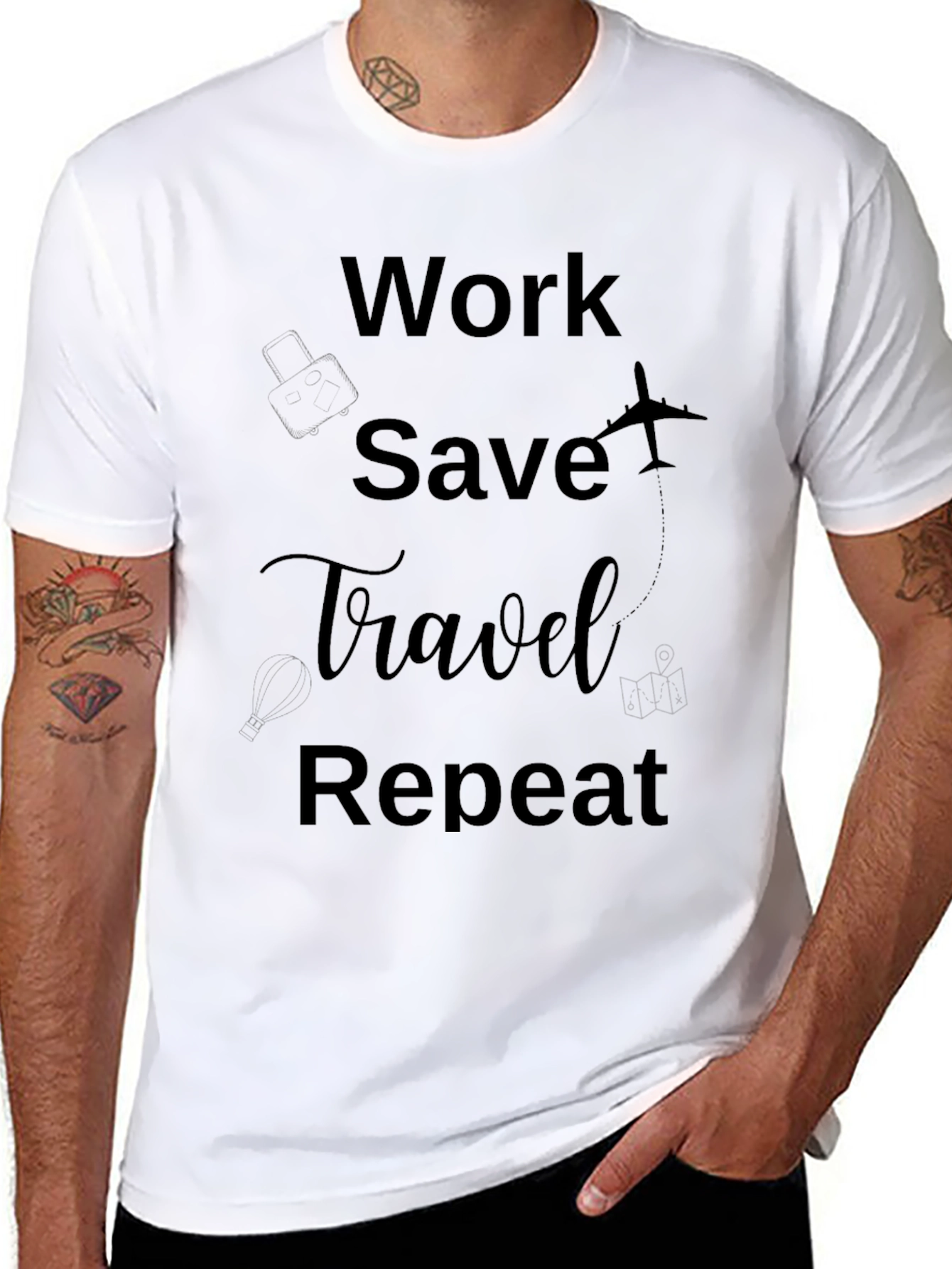 Work Save Travel Repeat Graphic Tee