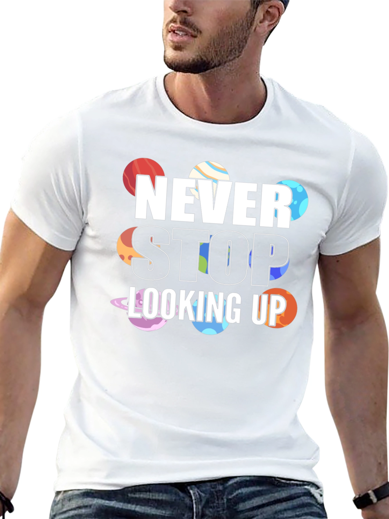 Never Stop Looking Up Planet T-Shirt