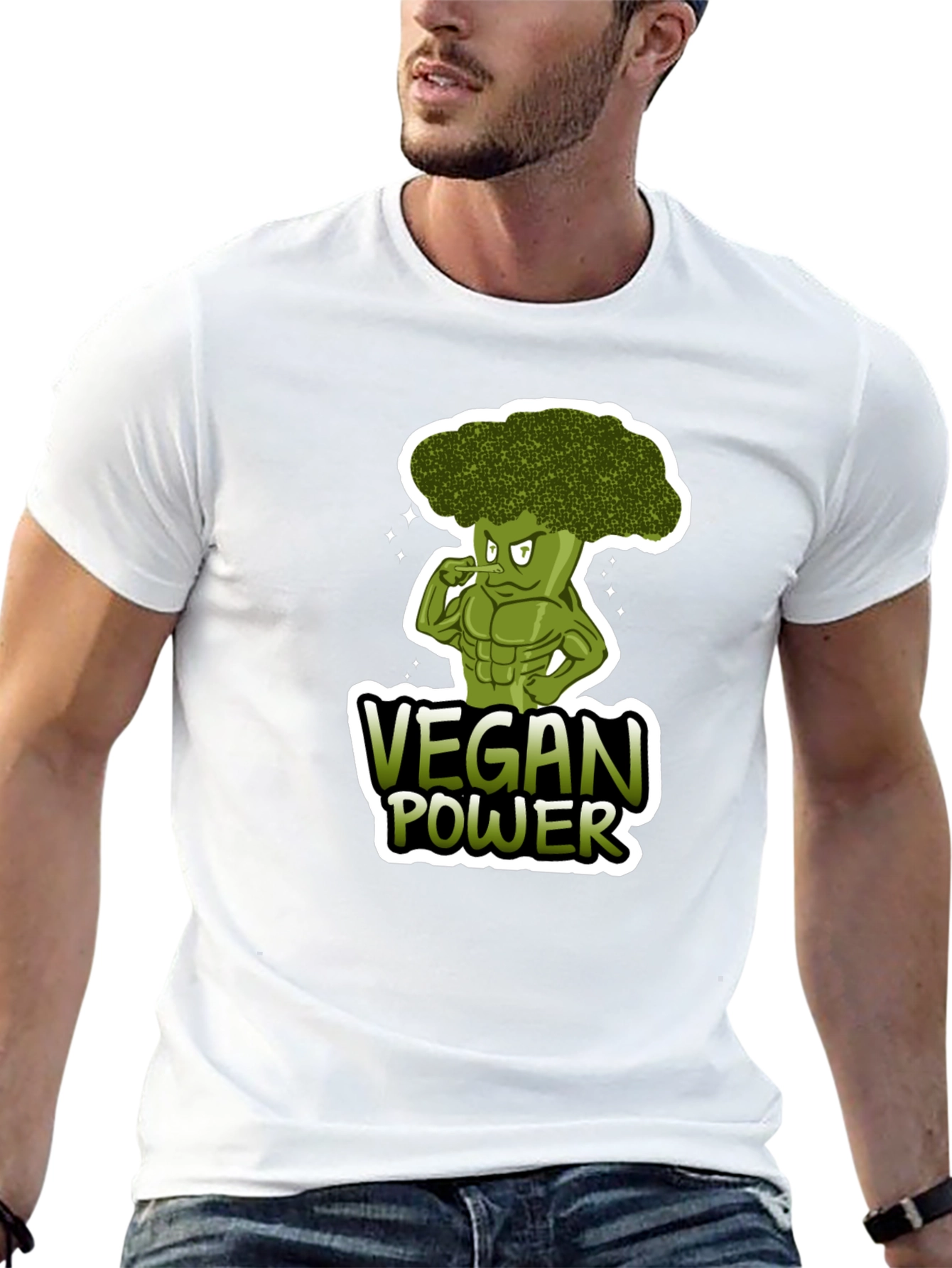 Vegan Power T-Shirt - Broccoli Muscle Design