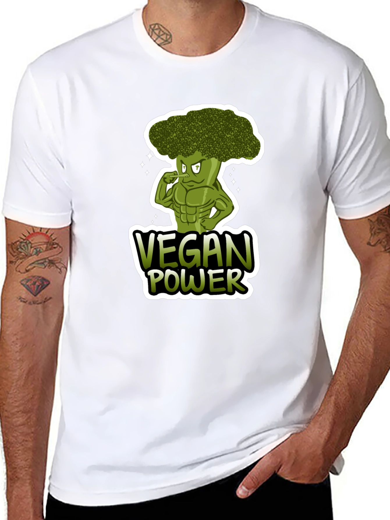 Vegan Power T-Shirt - Broccoli Muscle Design
