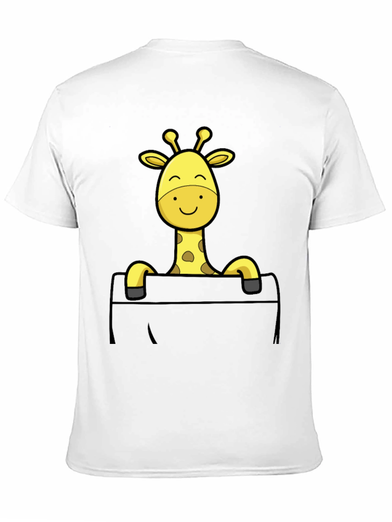 Giraffe Pocket T-Shirt - Mens Black Cotton Tee