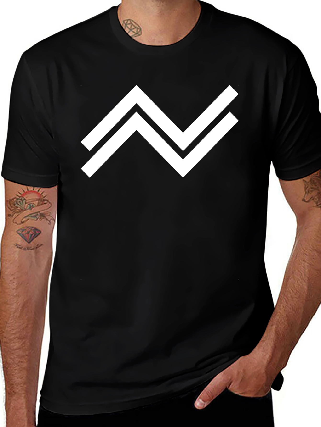 Modern Geometric Graphic Tee - Black Casual Shirt