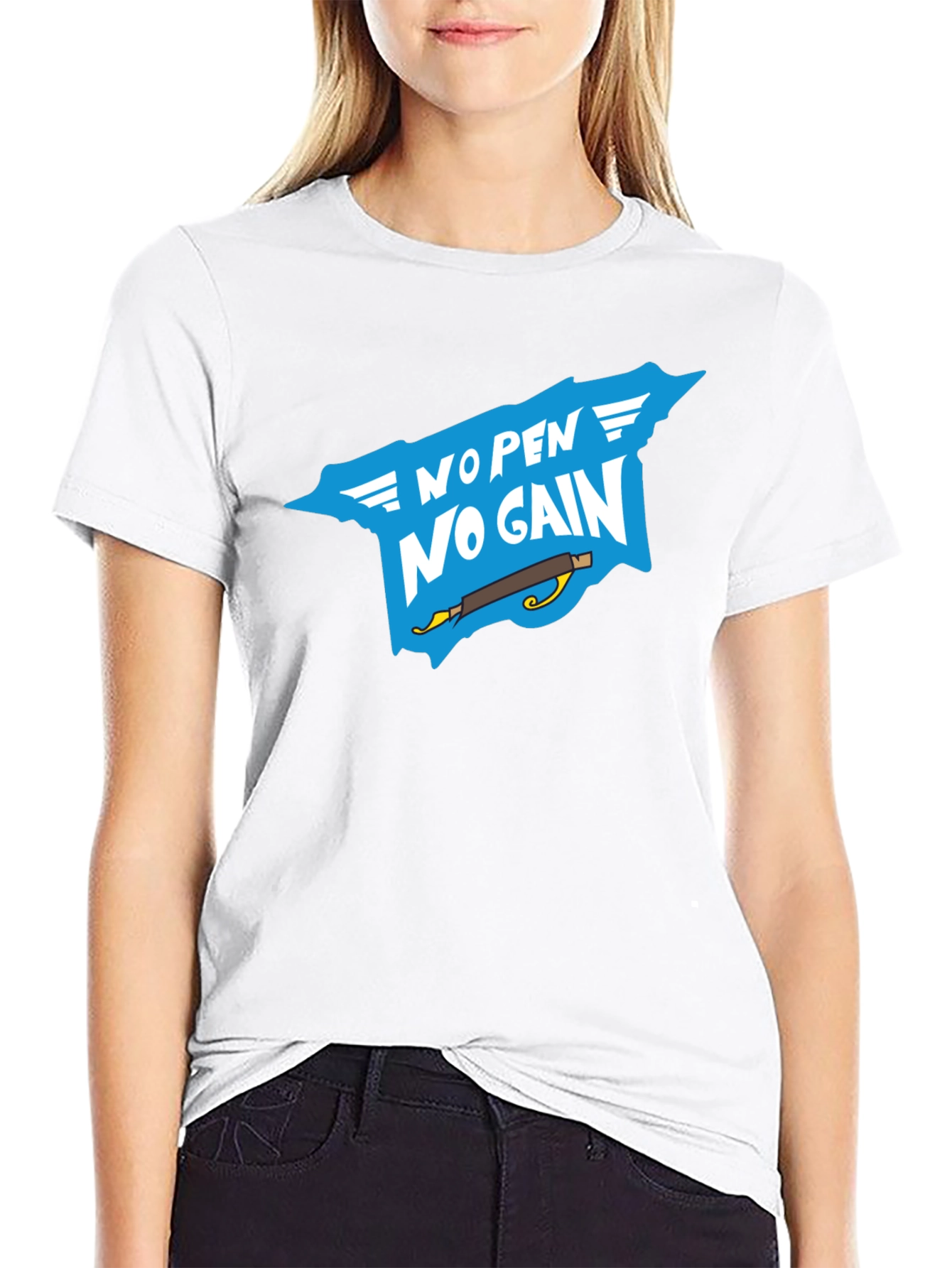 No Pen No Gain T-Shirt - Black Cotton Tee