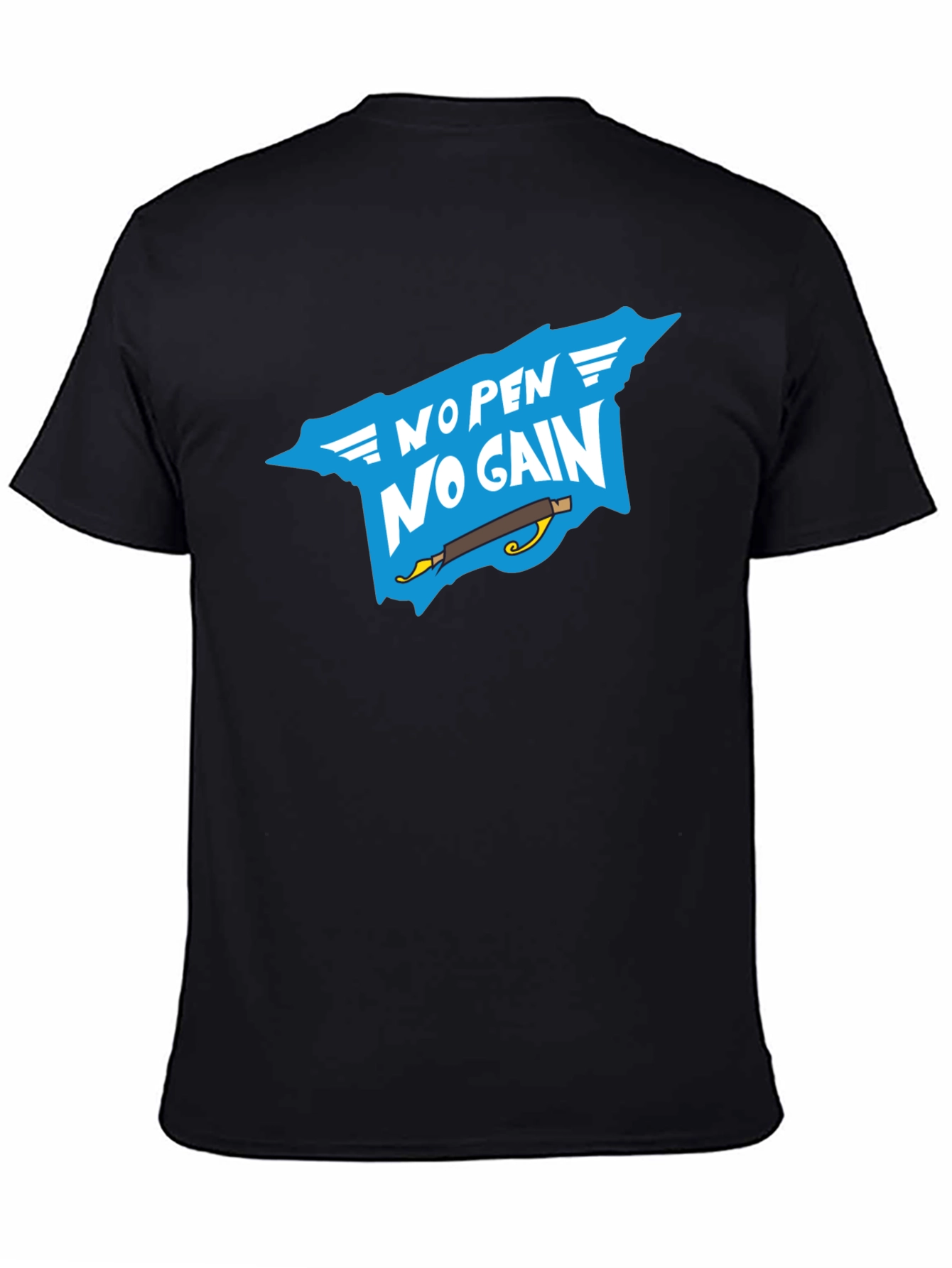 No Pen No Gain T-Shirt - Black Cotton Tee