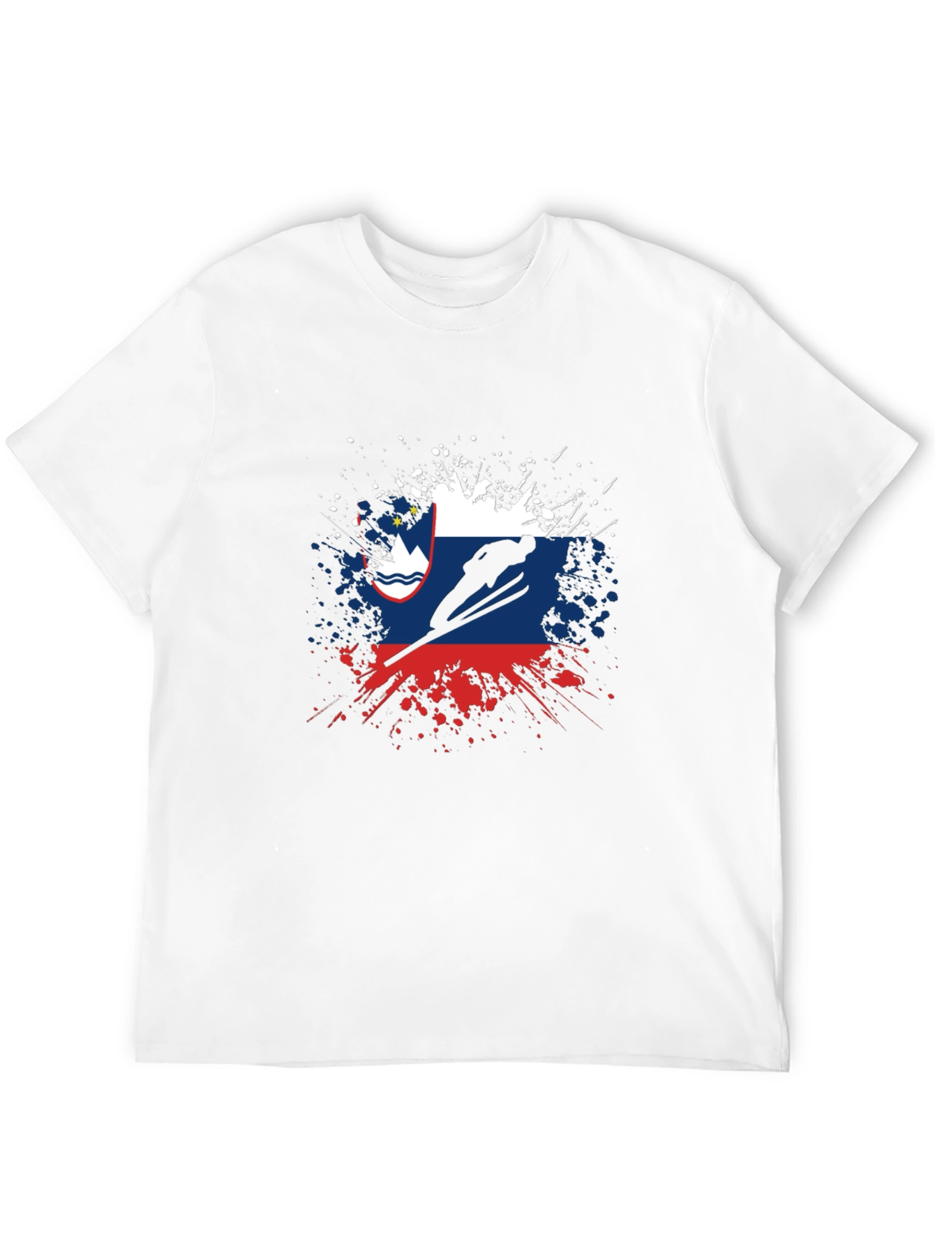 Slovenia Flag Ski Jumping Mens Black T-Shirt