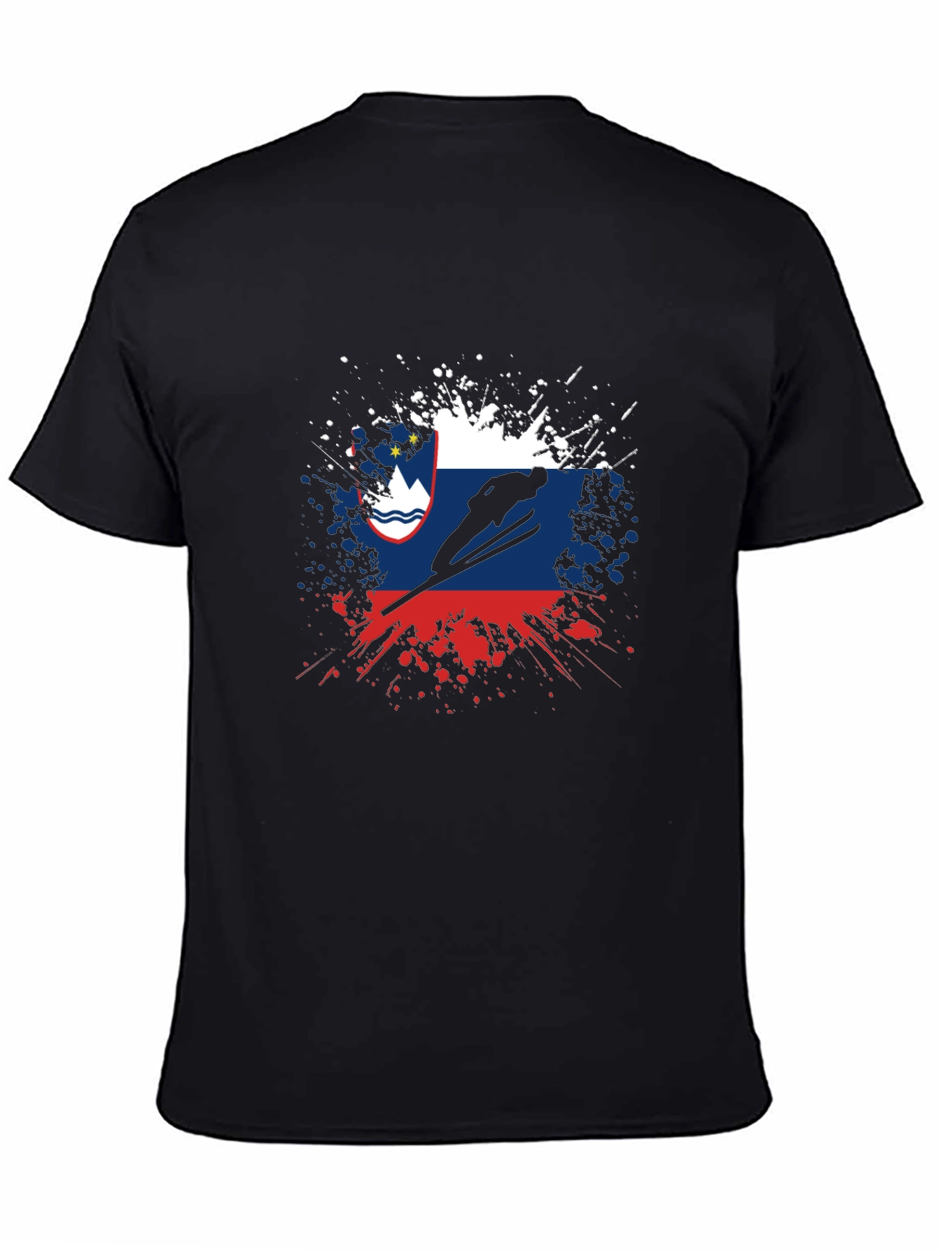 Slovenia Flag Ski Jumping Mens Black T-Shirt