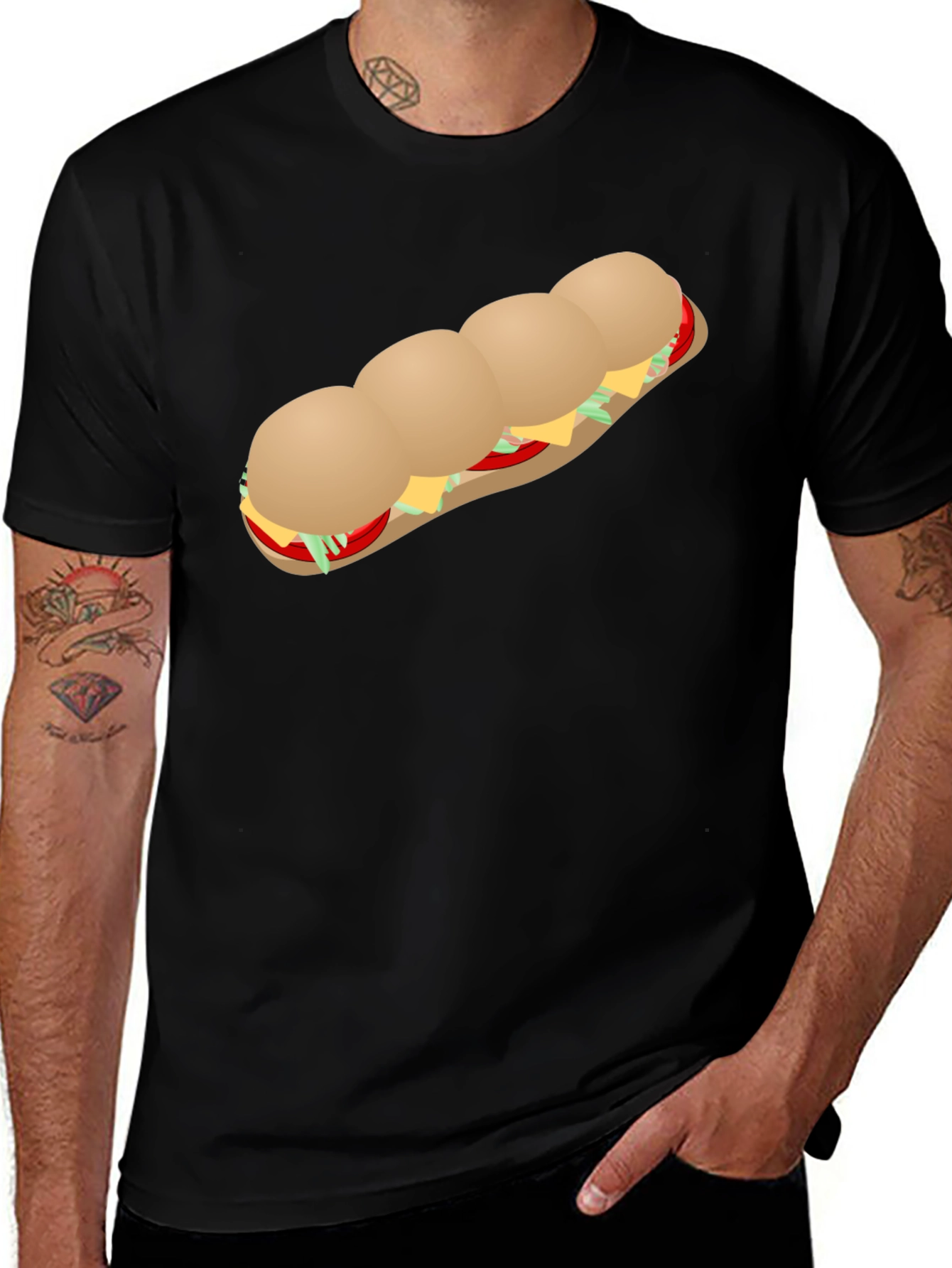Sandwich Graphic Tee - Casual Black T-Shirt