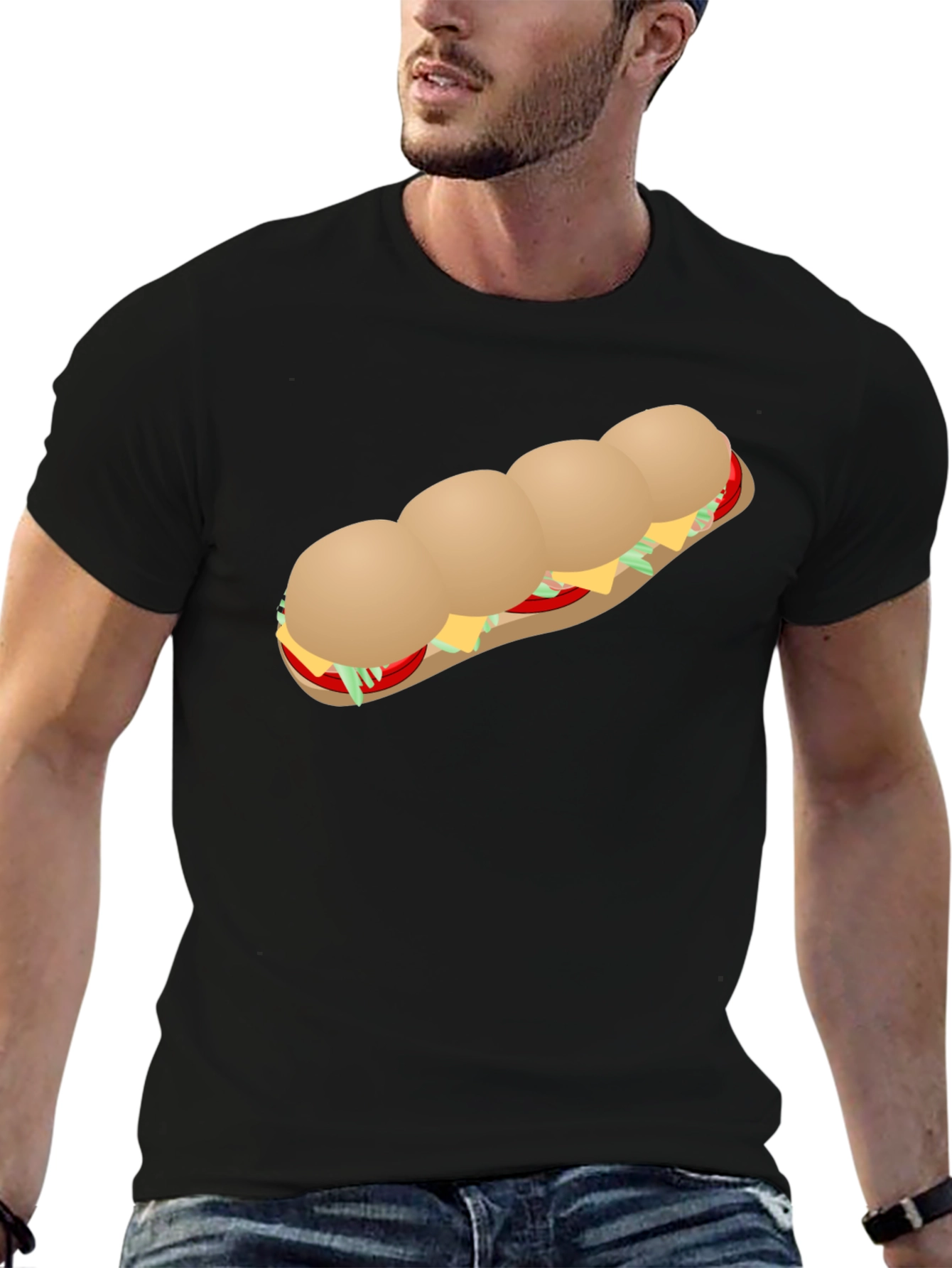 Sandwich Graphic Tee - Casual Black T-Shirt