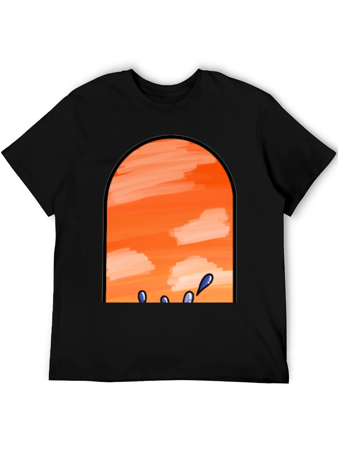 Sunset View Graphic Tee - Black Cotton Casual T-Shirt