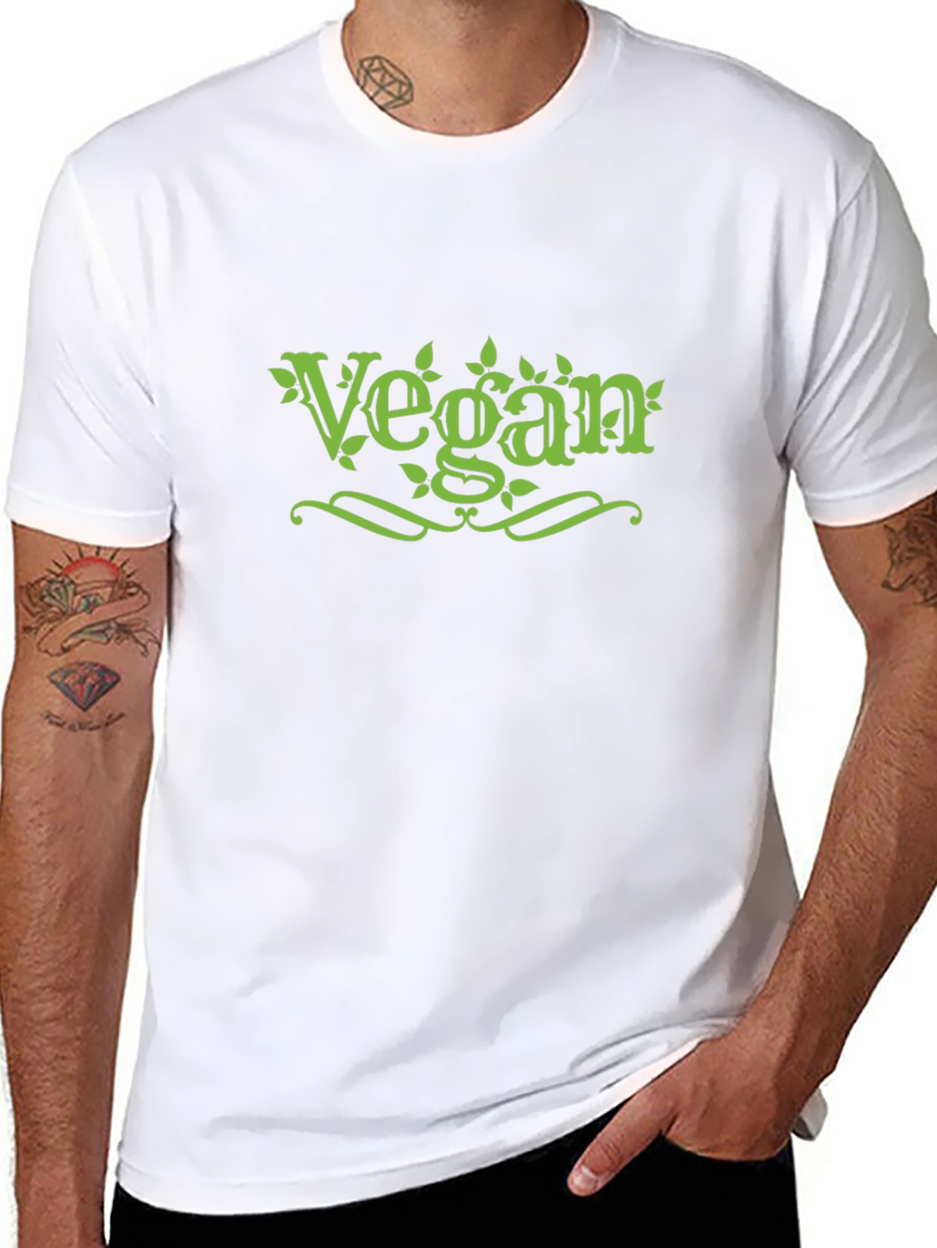 Vegan T-Shirt Black Cotton Stylish Design