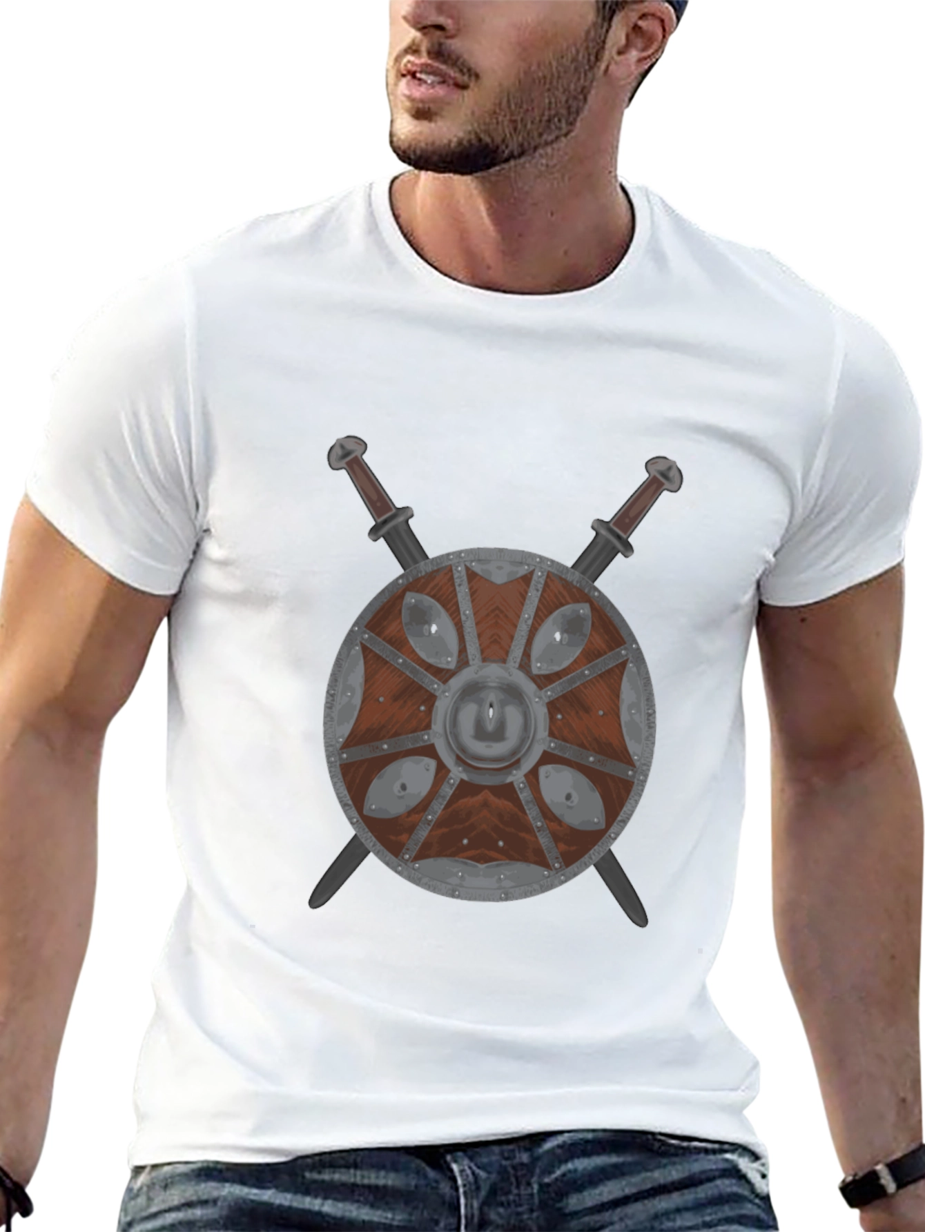 Viking Shield & Swords Black T-Shirt