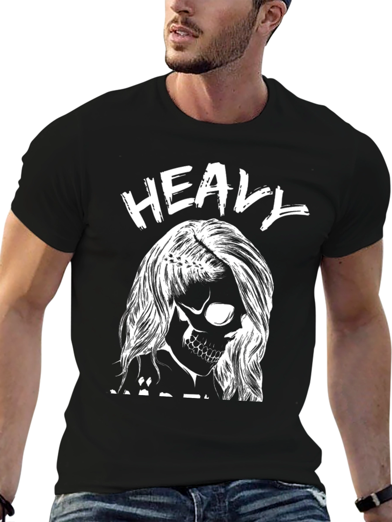 Heavy Metal Skull Graphic Black T-Shirt