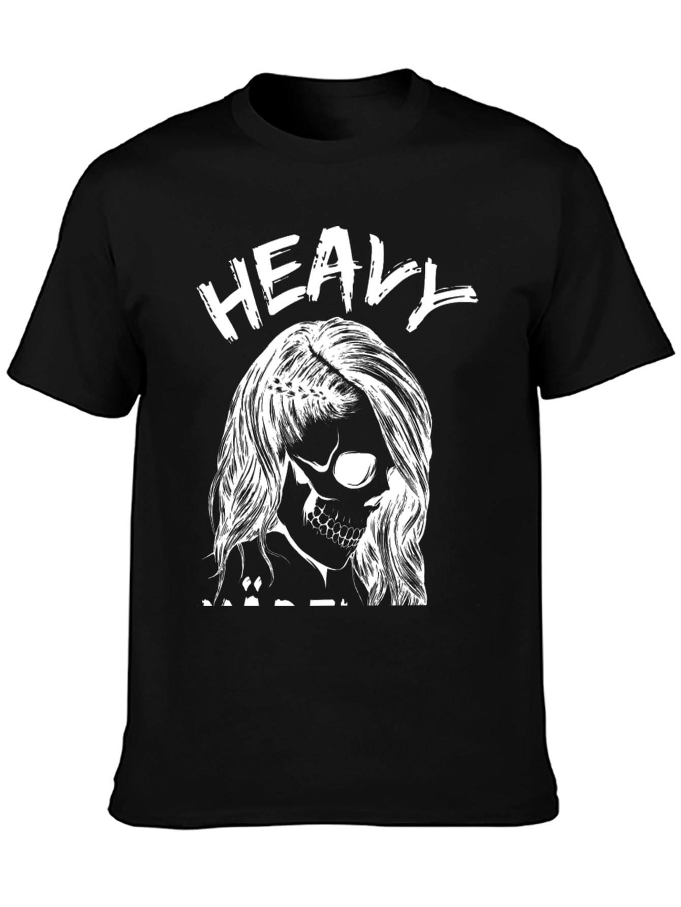 Heavy Metal Skull Graphic Black T-Shirt