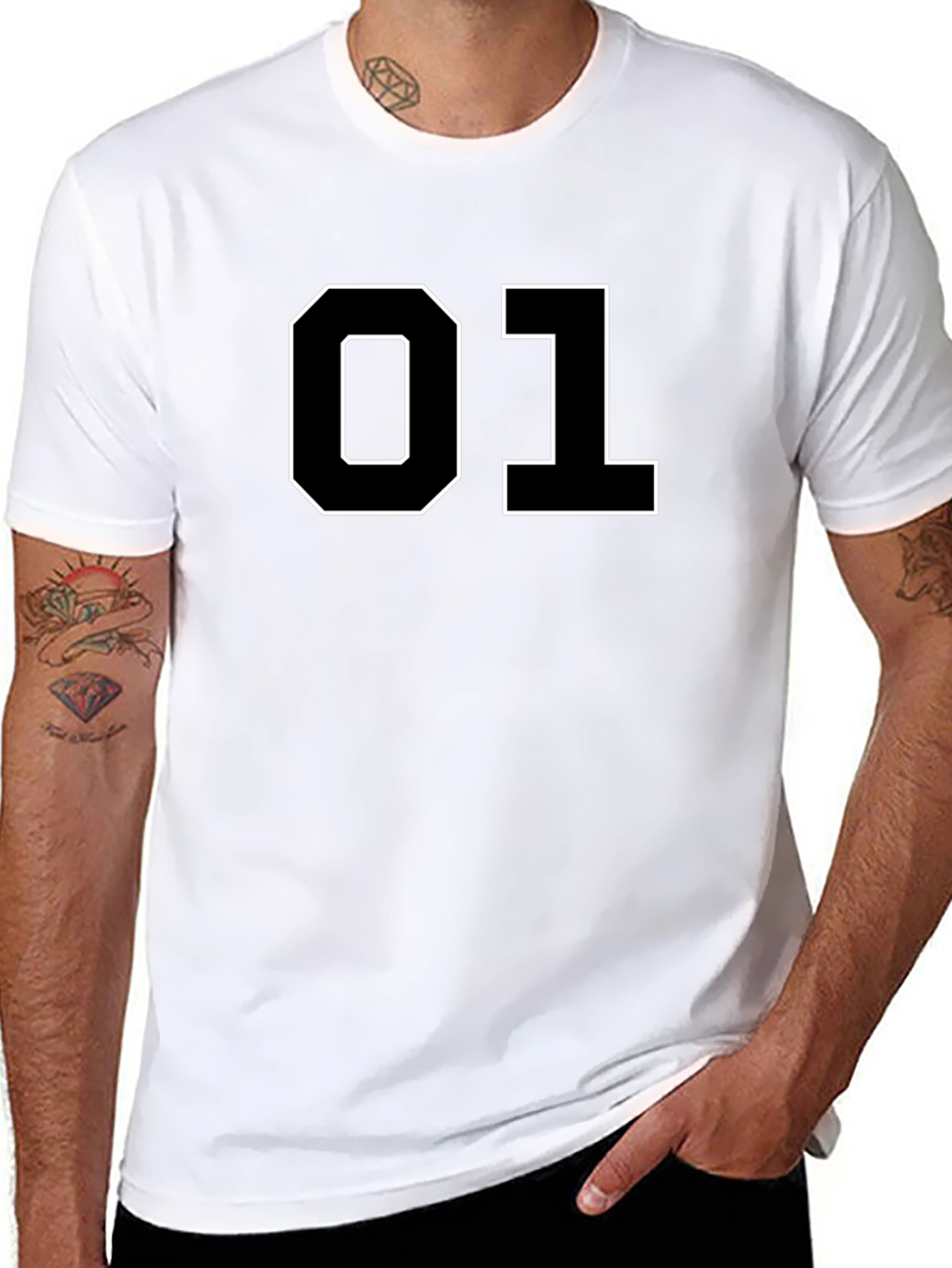 01 Graphic Tee - Black Cotton Casual T-Shirt