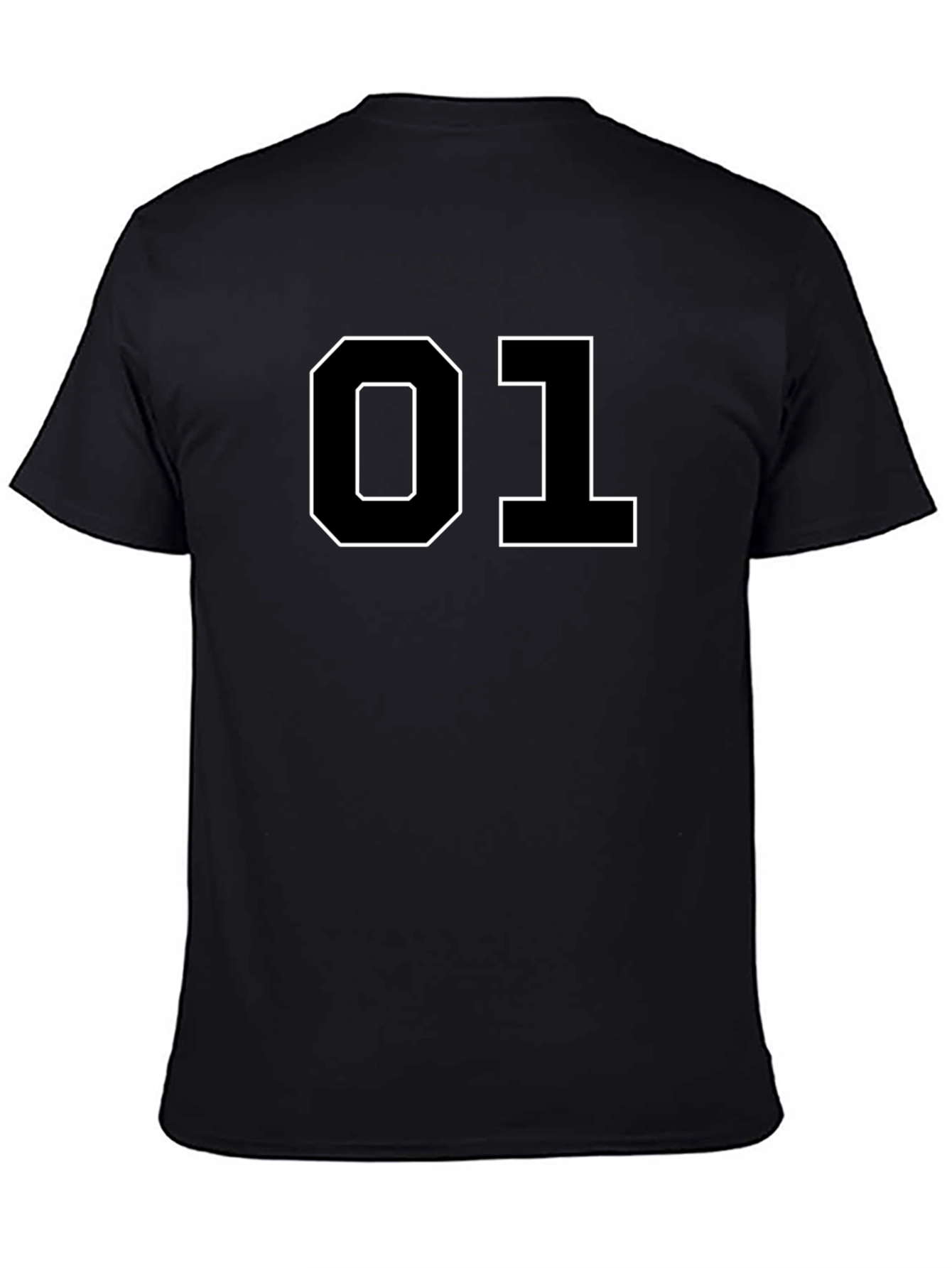 01 Graphic Tee - Black Cotton Casual T-Shirt