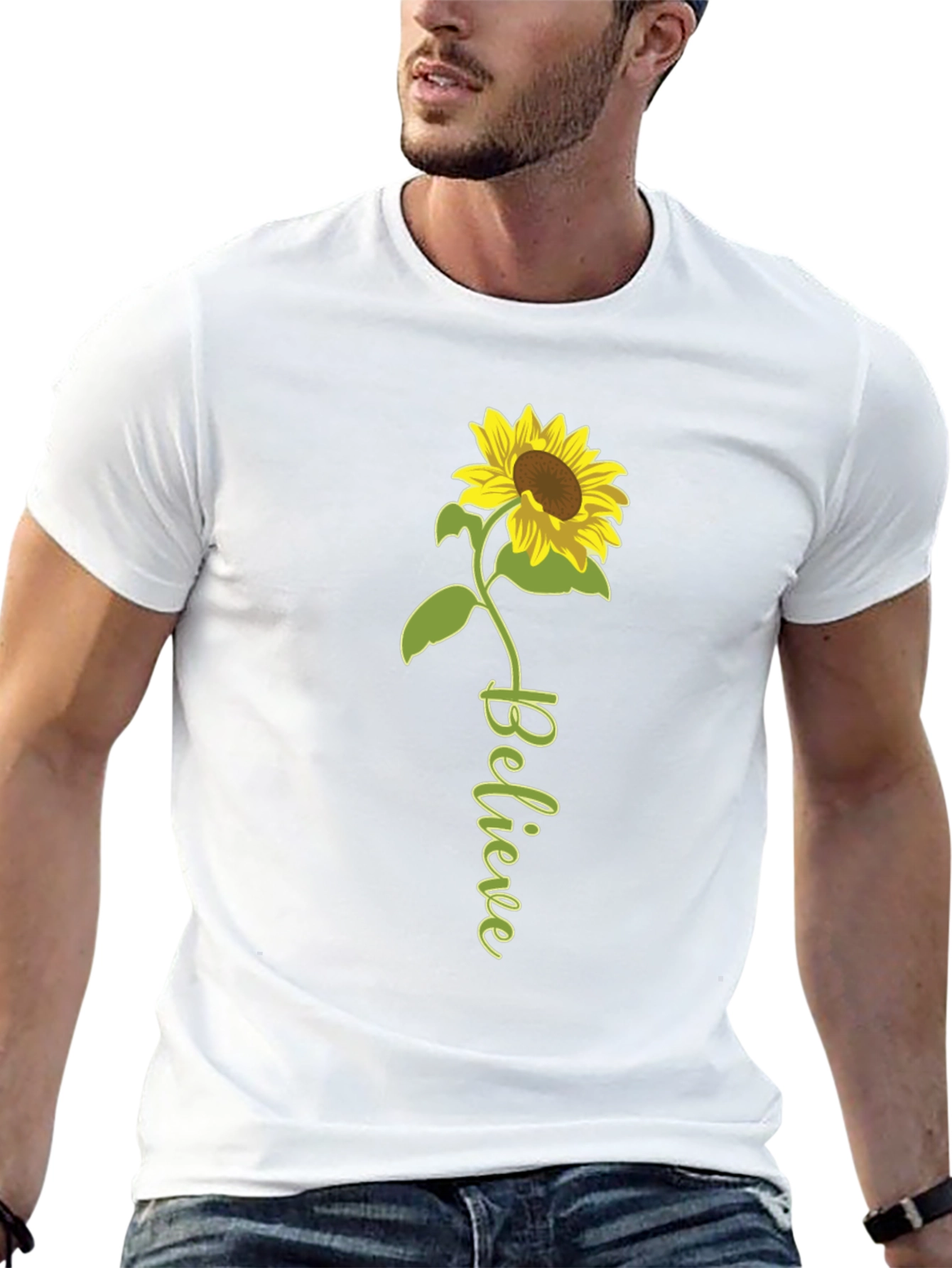 Believe Sunflower Graphic Tee - Black