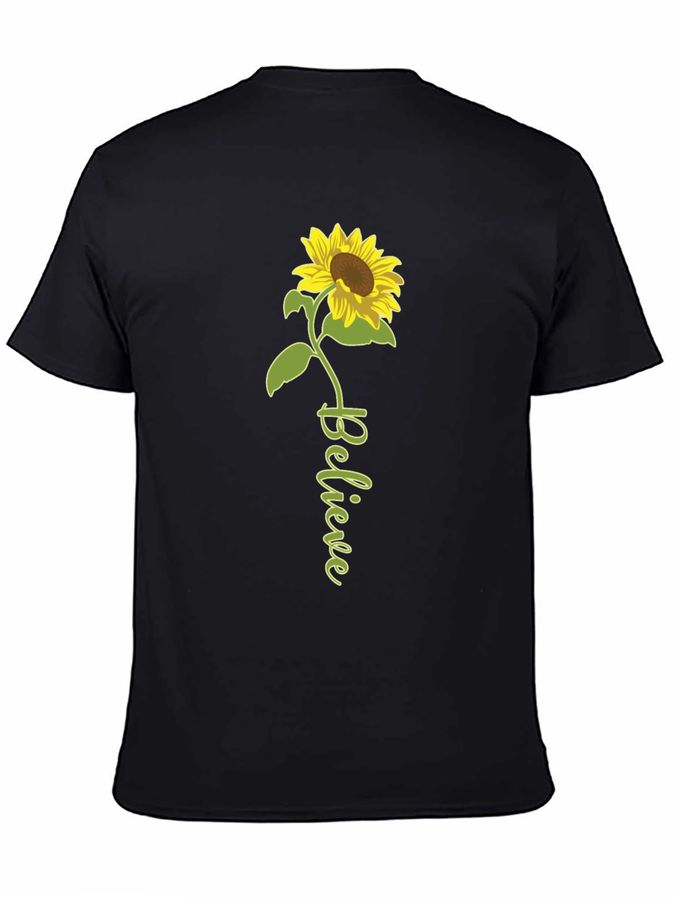 Believe Sunflower Graphic Tee - Black