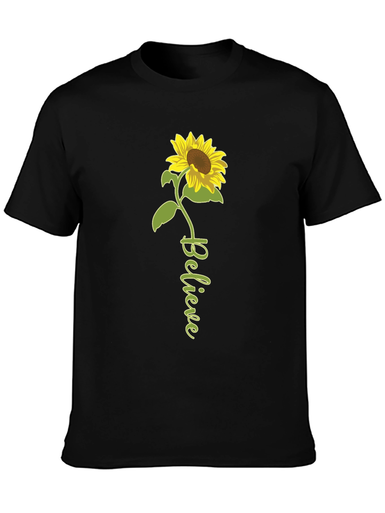 Believe Sunflower Graphic Tee - Black