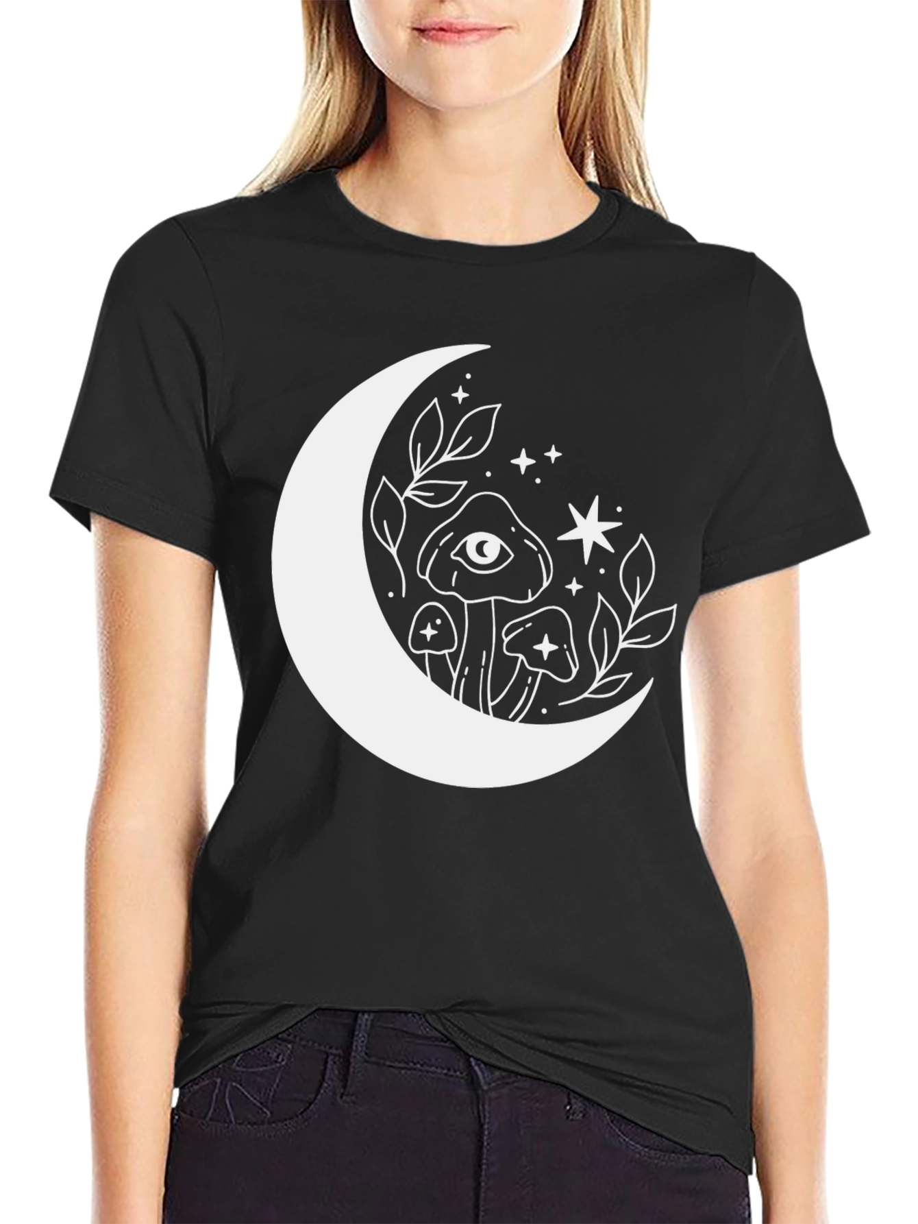 Mystic Moon Mushroom Graphic T-Shirt