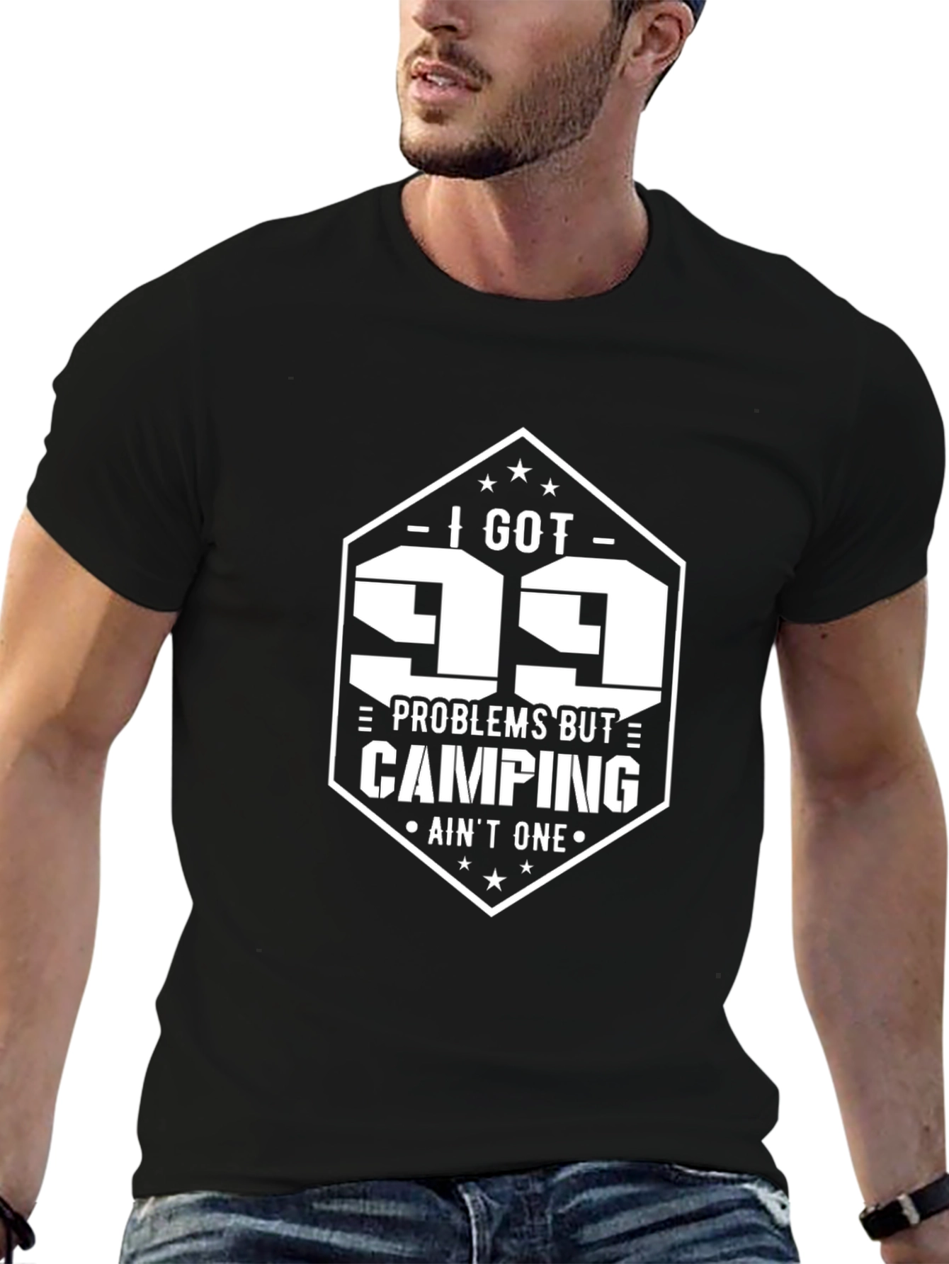 99 Problems Camping T-Shirt - Black Tee