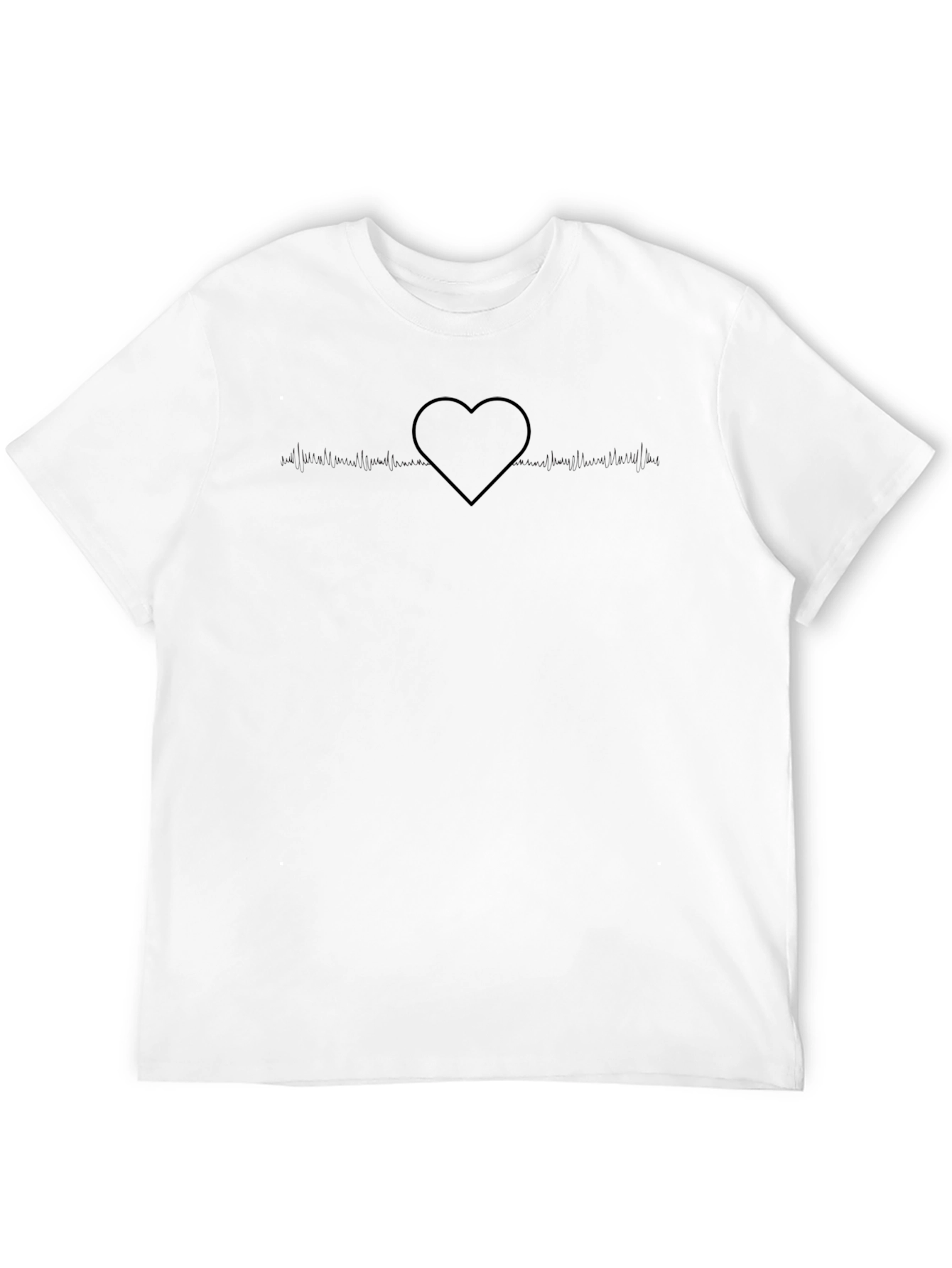 Mens Black Heart Outline Graphic T-Shirt