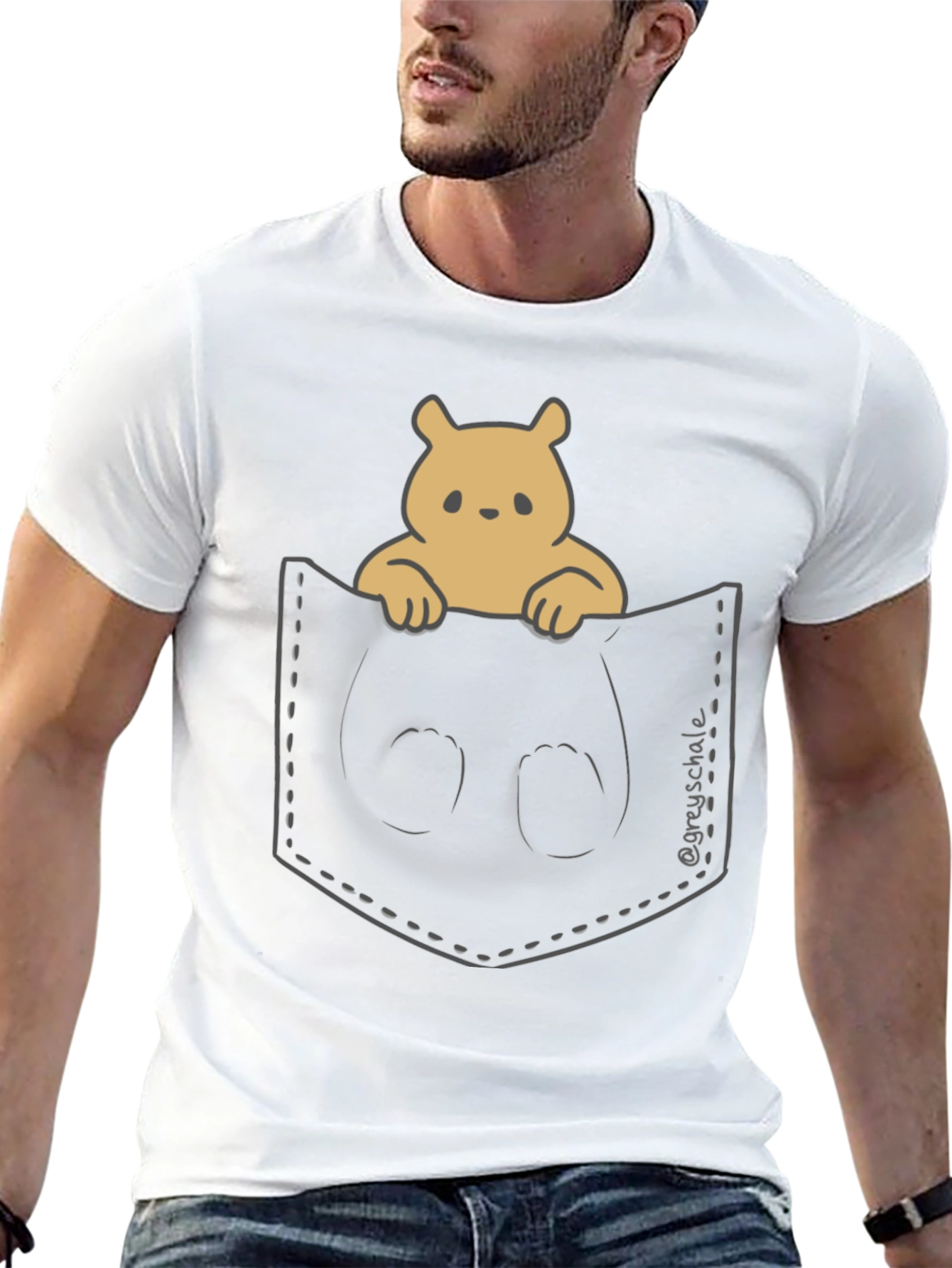 Cute Bear Pocket T-Shirt - Soft & Stylish